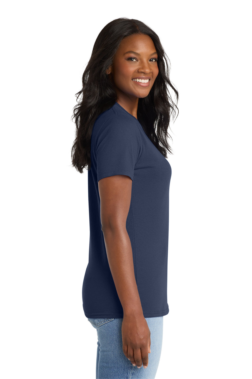 Port & Co Women's Core Blend Tee. LPC55 - Navy - side