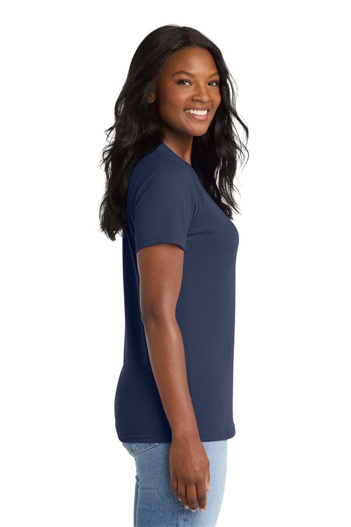 Port & Co Women's Core Blend Tee. LPC55 - Navy - side