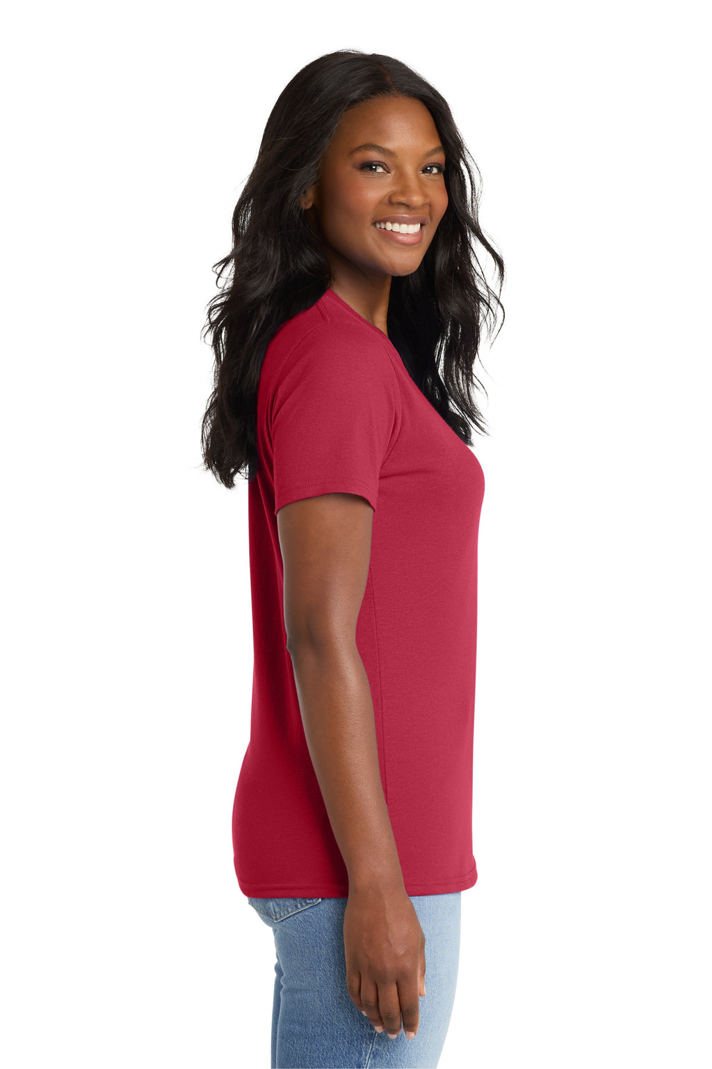 Port & Co Women's Core Blend Tee. LPC55 - Red - side
