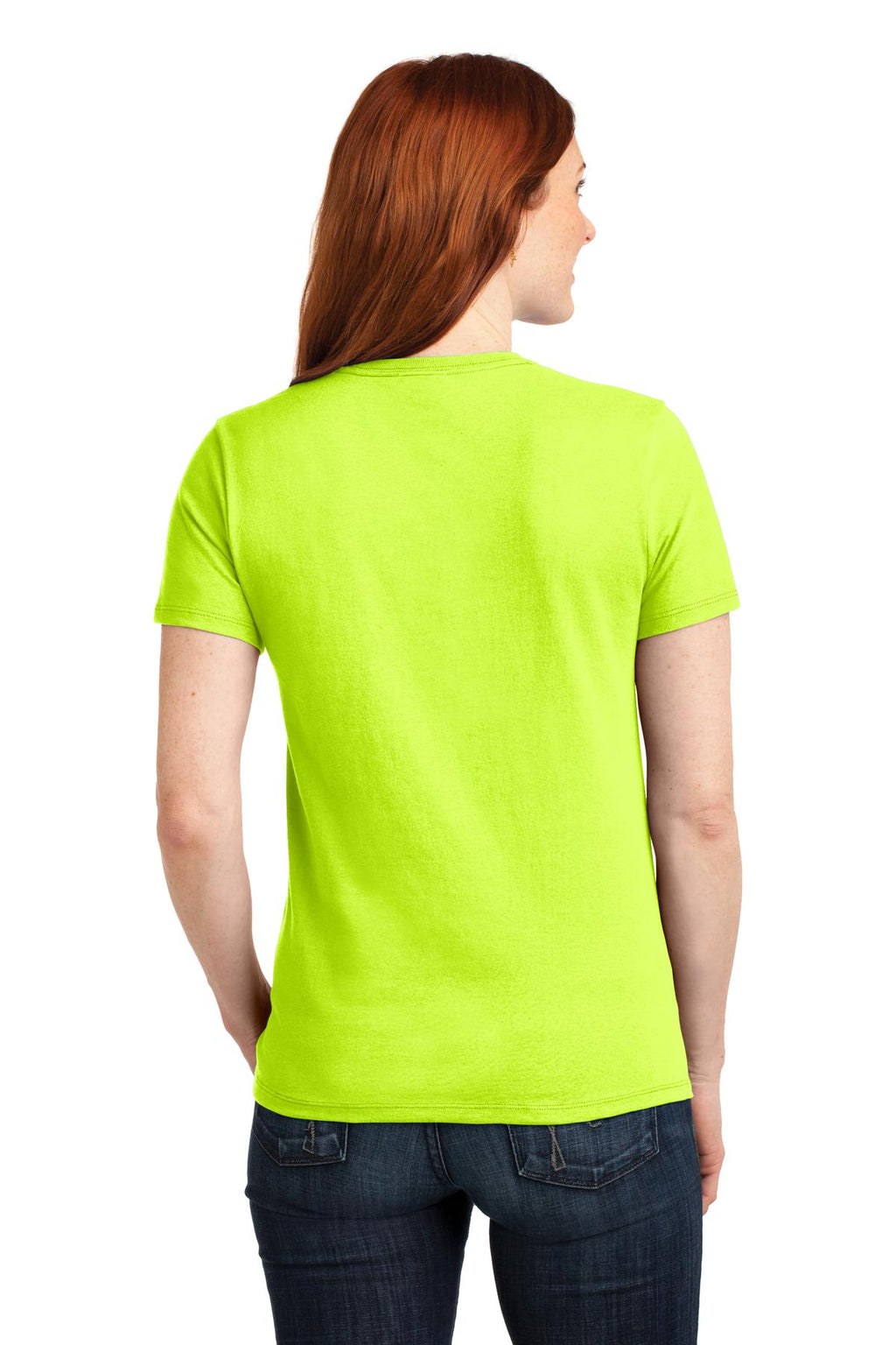 Port & Co Women's Core Blend Tee. LPC55 - Safety Green - back