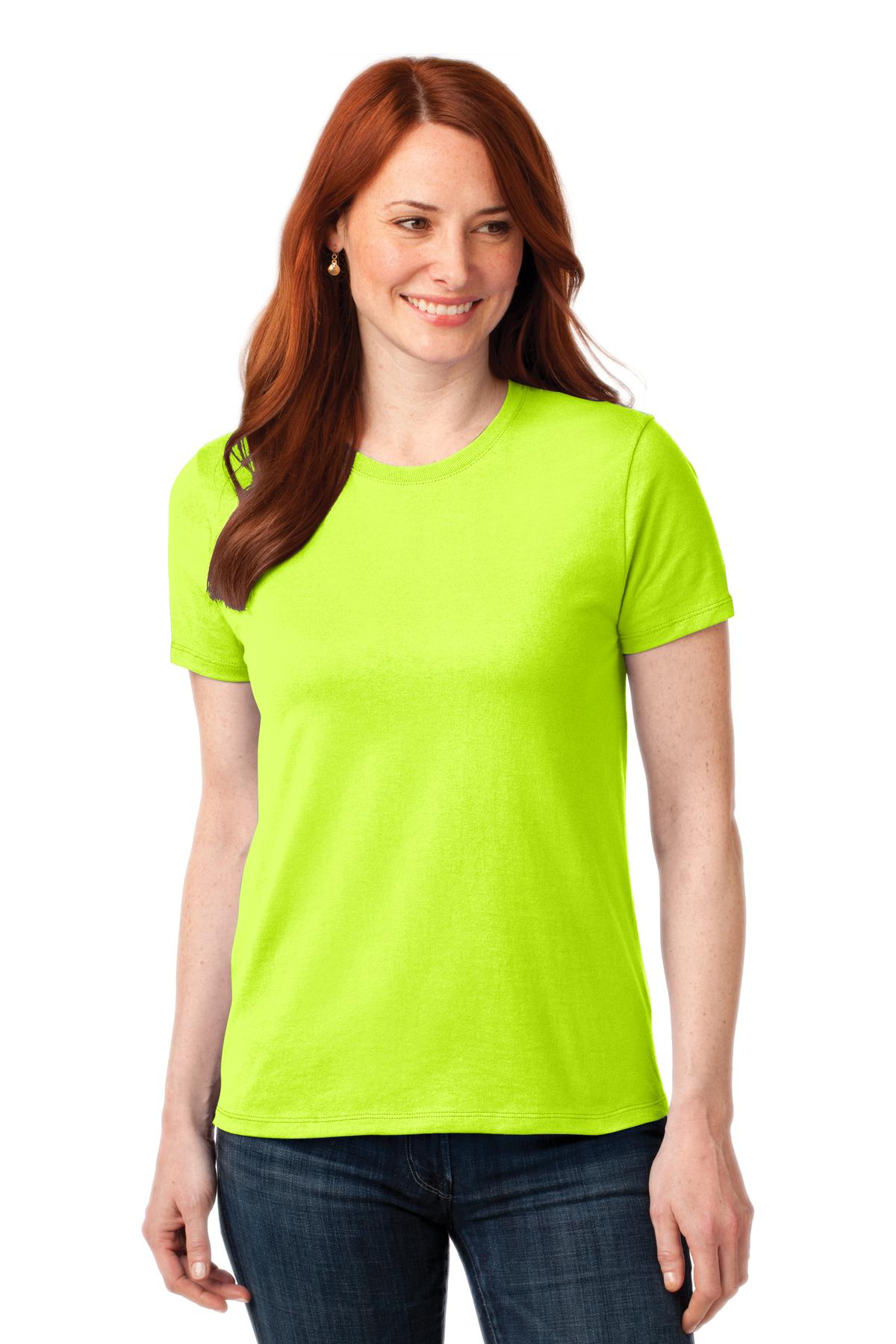 Port & Co Women's Core Blend Tee. LPC55 - Safety Green - front