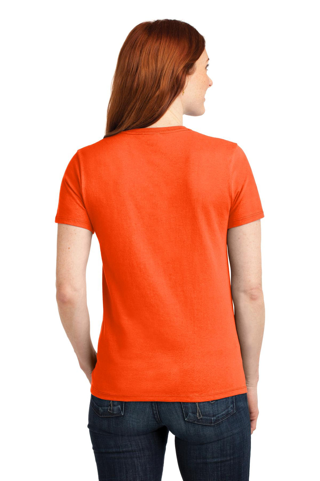 Port & Co Women's Core Blend Tee. LPC55 - Safety Orange - back