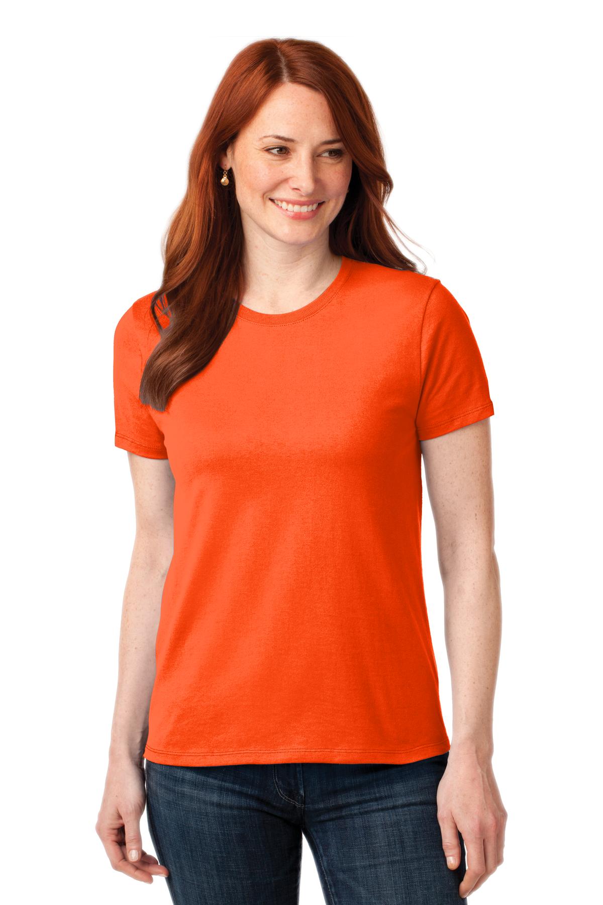 Port & Co Women's Core Blend Tee. LPC55 - Safety Orange - front