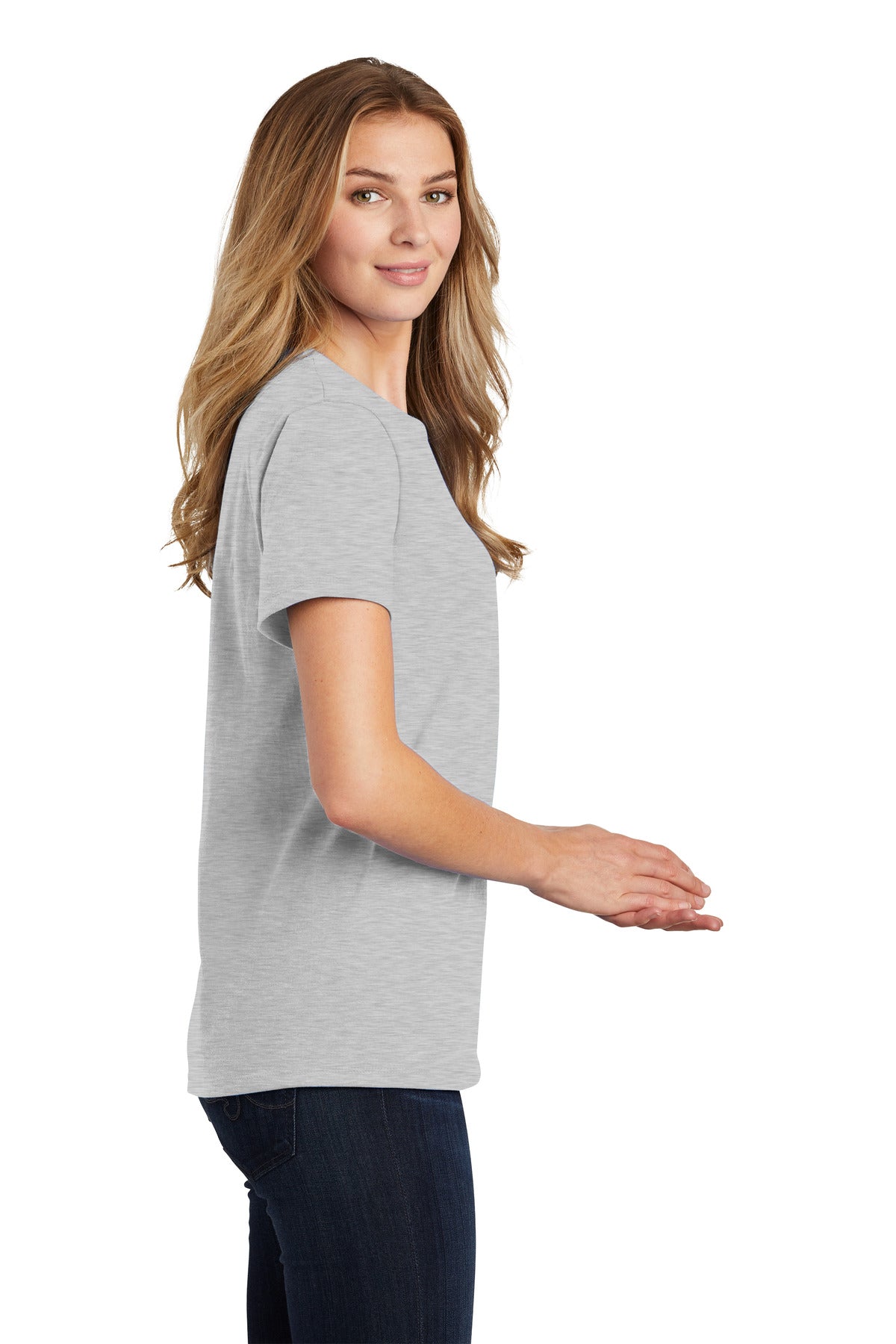 Port & Co Women's Essential Tee. LPC61 - Ash - side