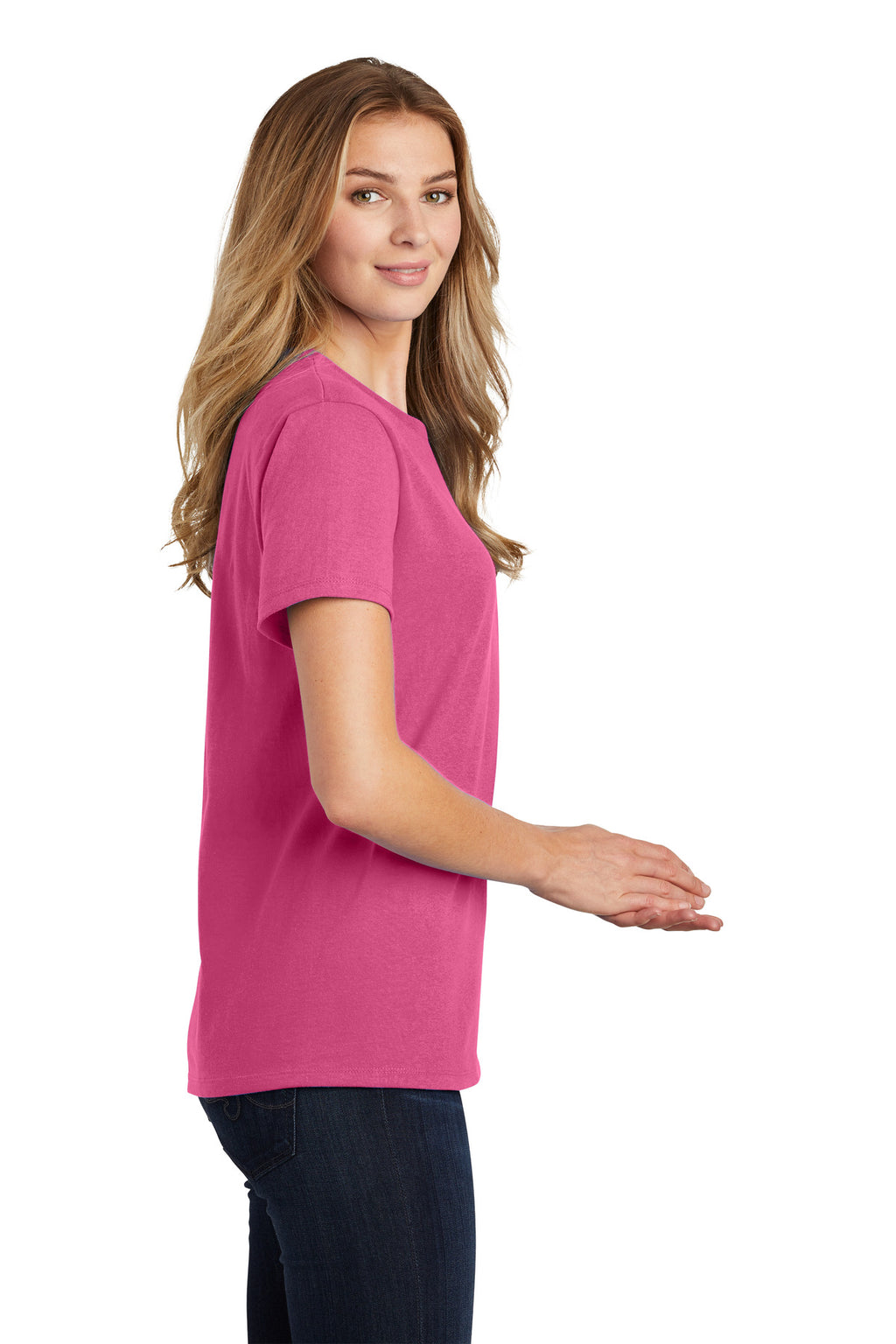 Port & Co Women's Essential Tee. LPC61 - Sangria - side