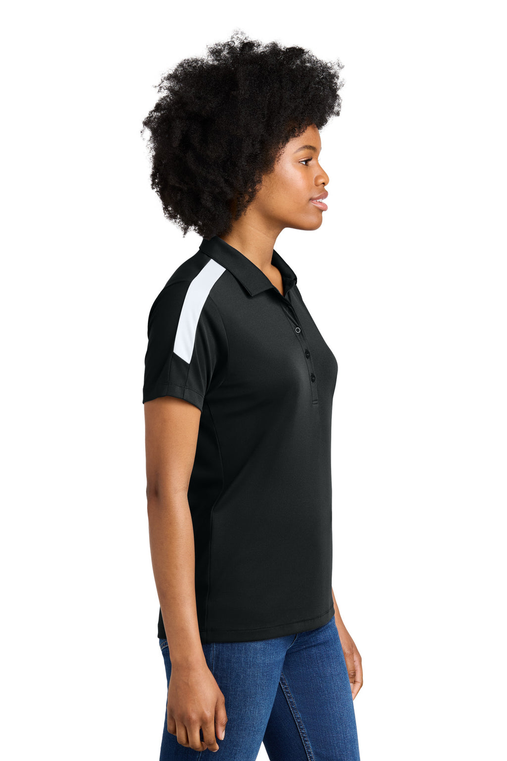 Sport-Tek Women's Competitor United Polo LST104 - Black/ White - side