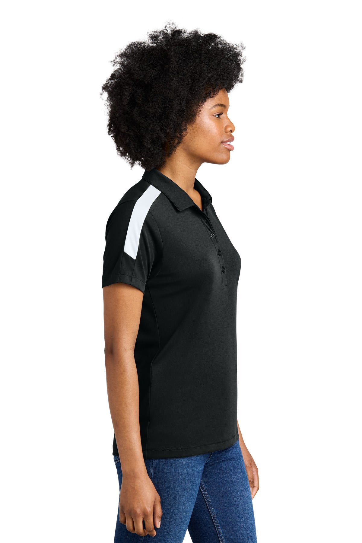Sport-Tek Women's Competitor United Polo LST104 - Black/ White - side