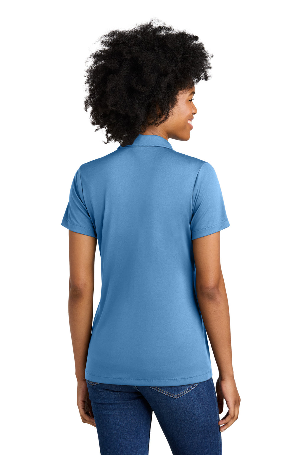 Sport-Tek Women's Competitor United Polo LST104 - Carolina Blue/ White - back