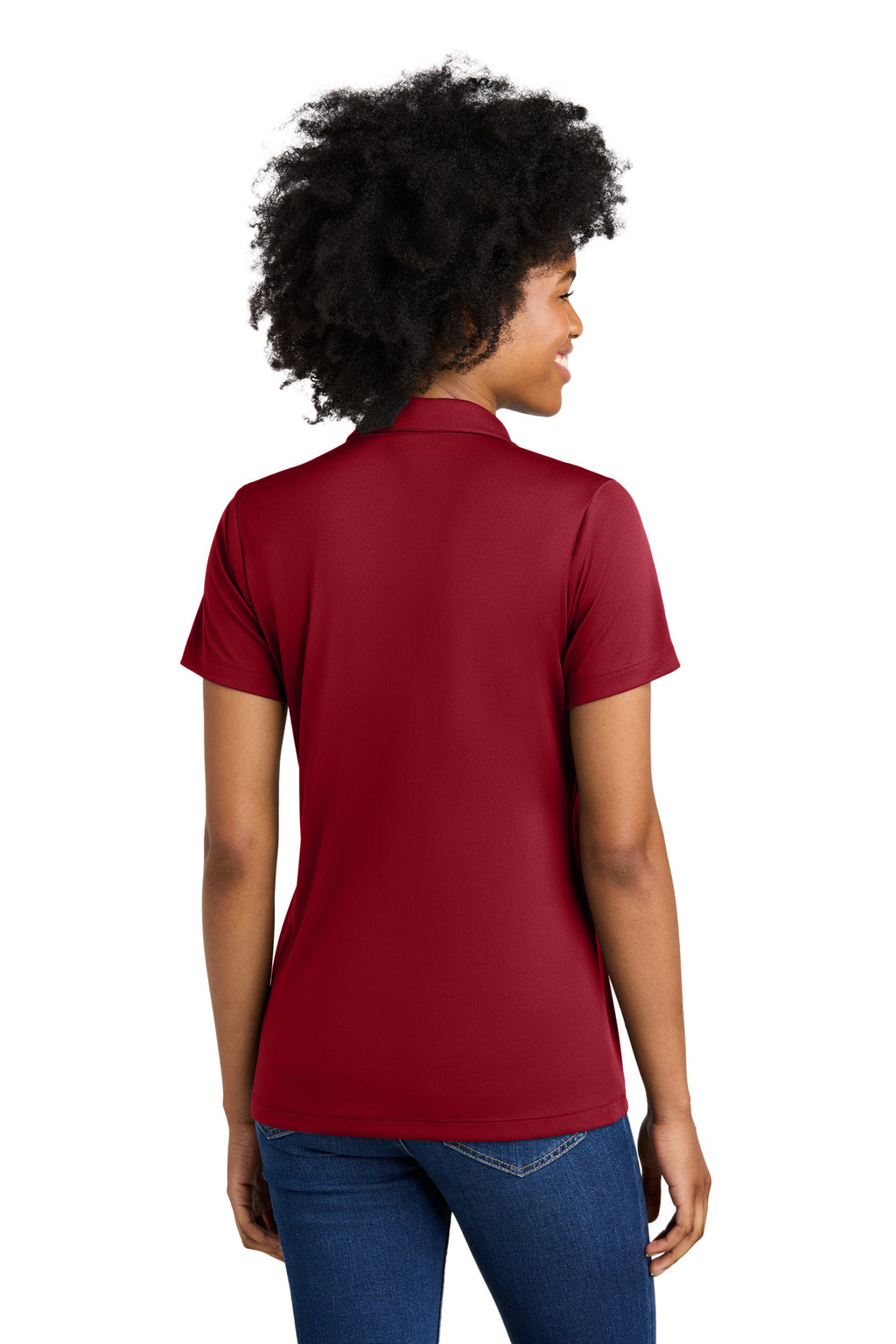 Sport-Tek Women's Competitor United Polo LST104 - Deep Red/ White - back