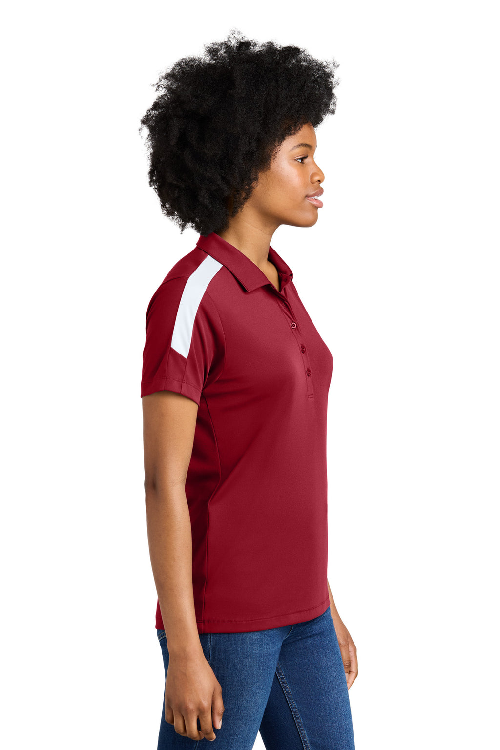 Sport-Tek Women's Competitor United Polo LST104 - Deep Red/ White - side