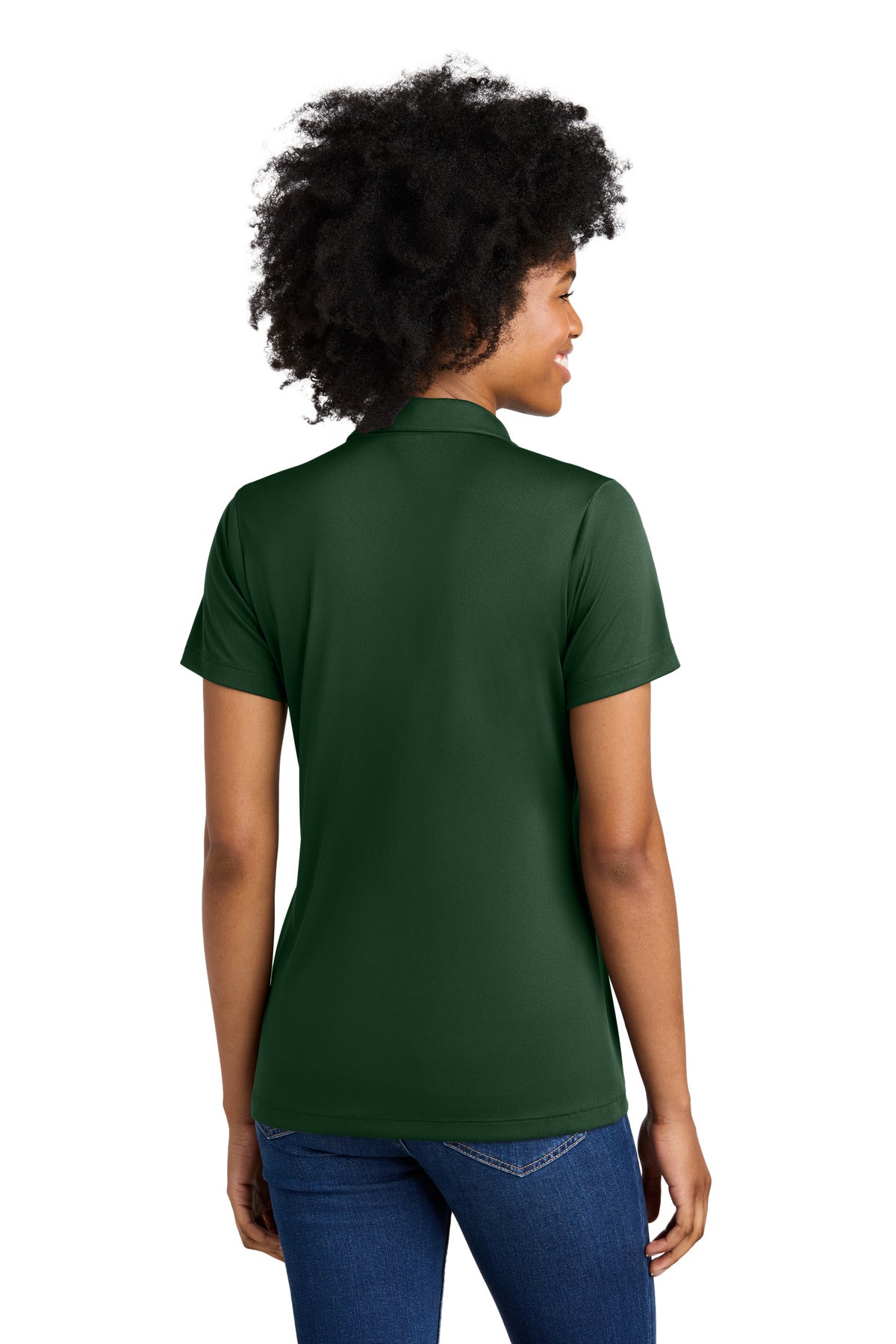 Sport-Tek Women's Competitor United Polo LST104 - Forest Green/ White - back