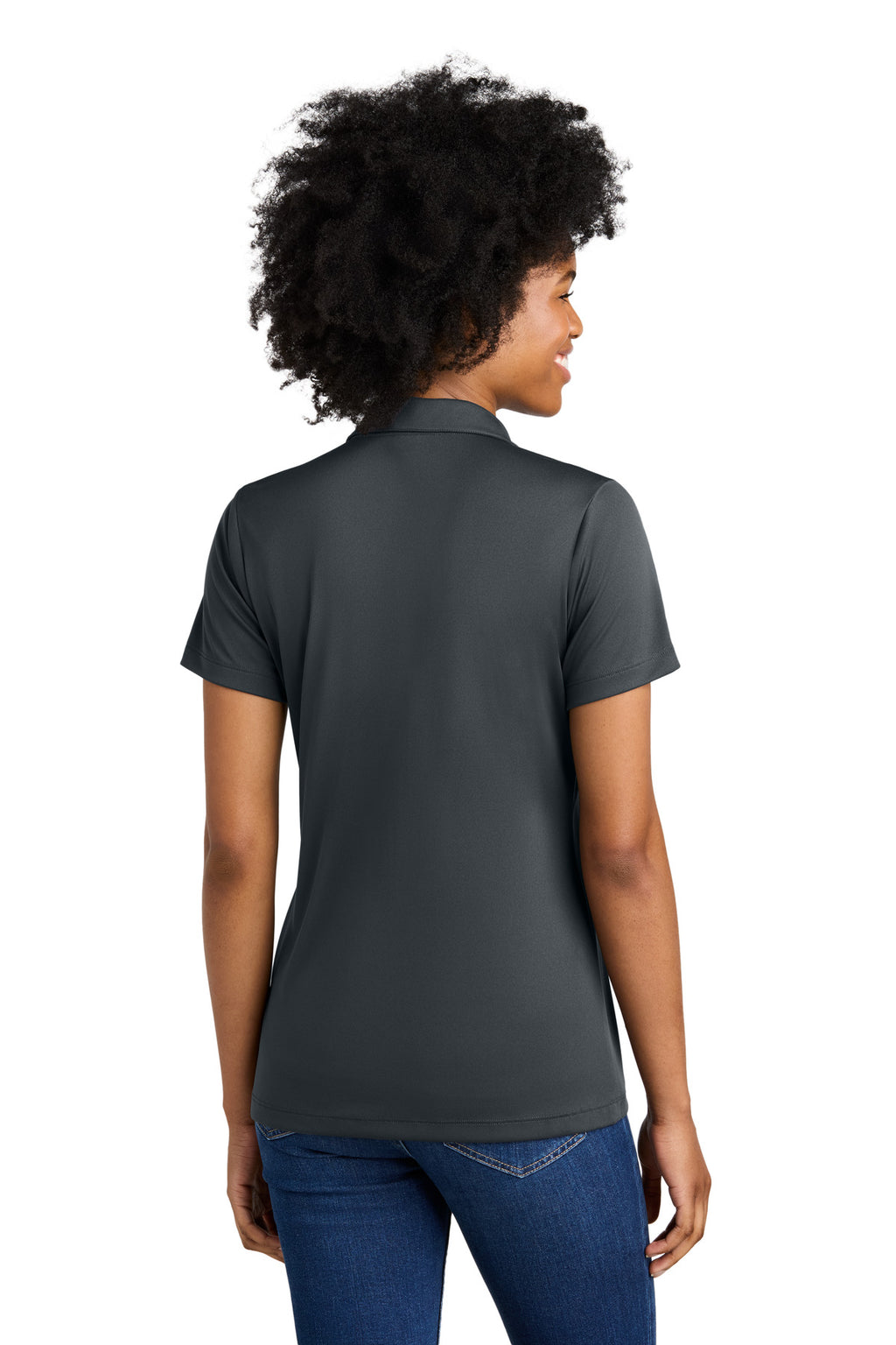 Sport-Tek Women's Competitor United Polo LST104 - Iron Grey/ White - back