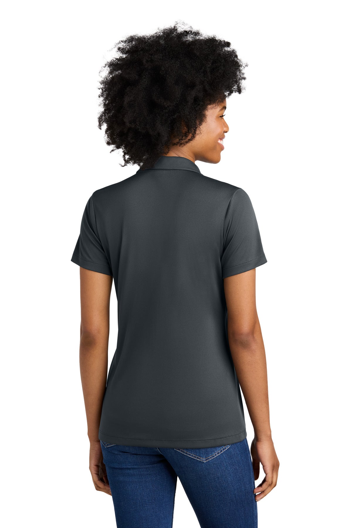 Sport-Tek Women's Competitor United Polo LST104 - Iron Grey/ White - back
