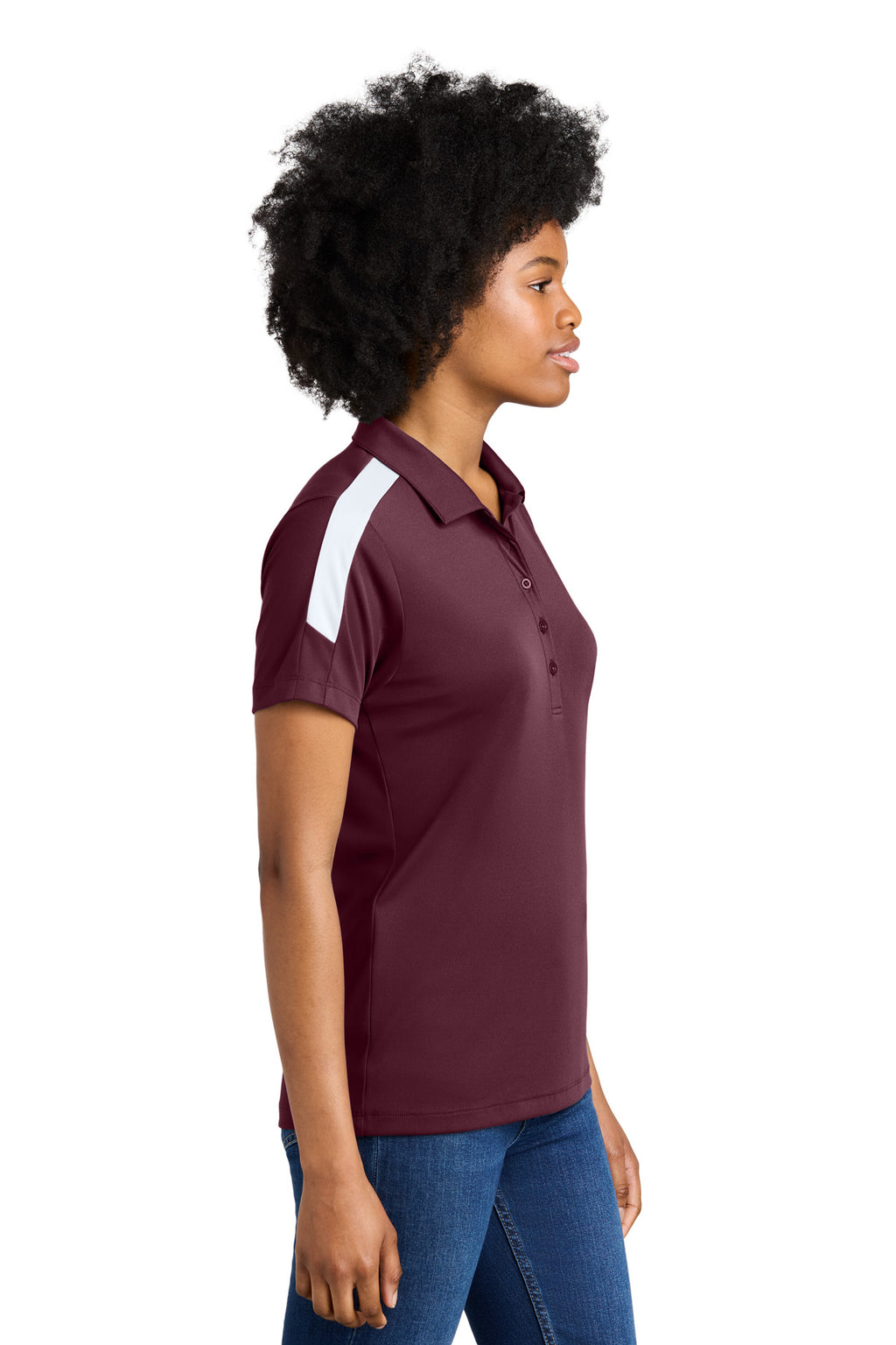 Sport-Tek Women's Competitor United Polo LST104 - Maroon/ White - side