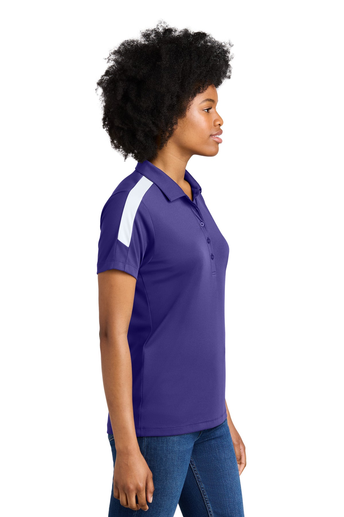 Sport-Tek Women's Competitor United Polo LST104 - Purple/ White - side