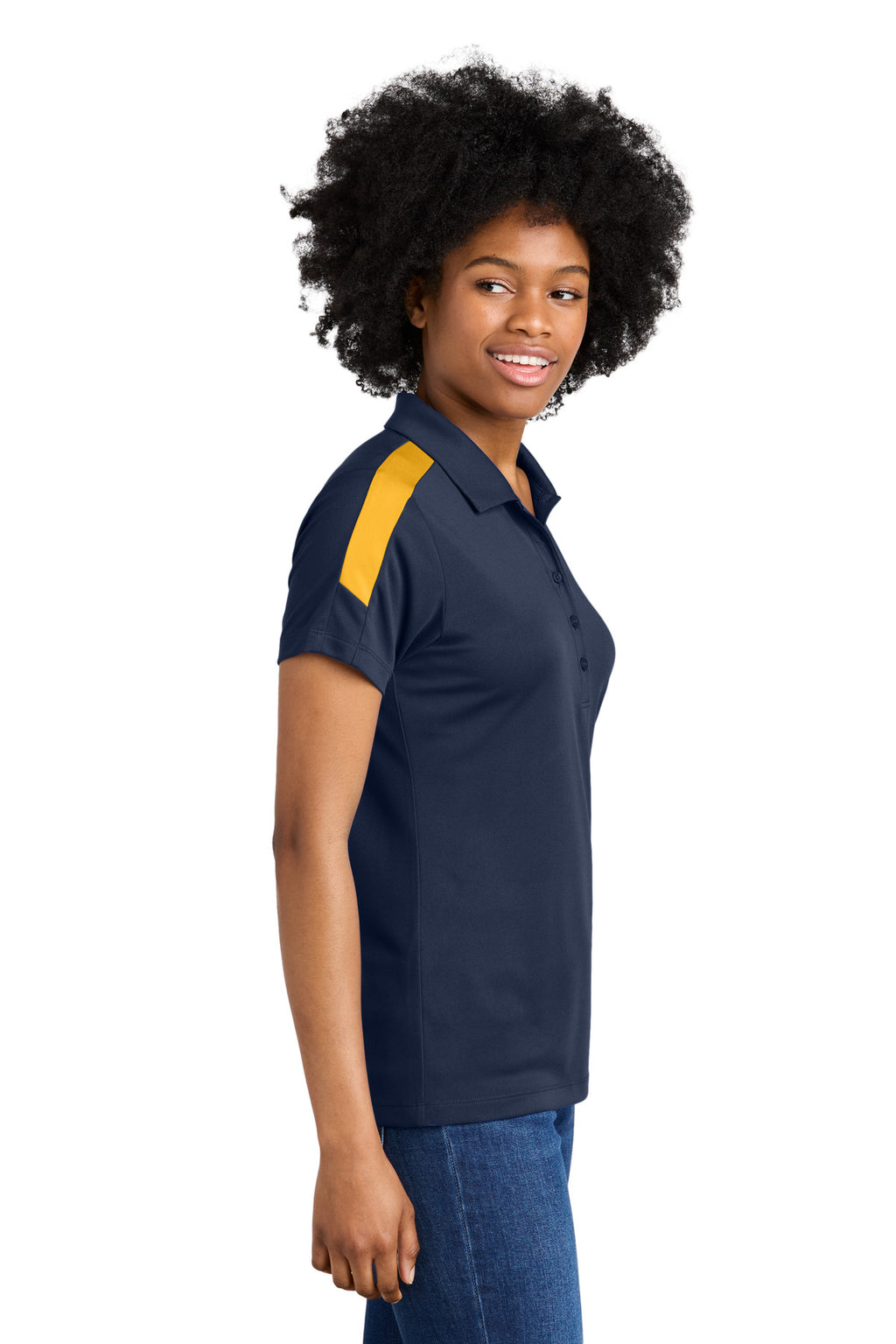 Sport-Tek Women's Competitor United Polo LST104 - True Navy/ Gold - side