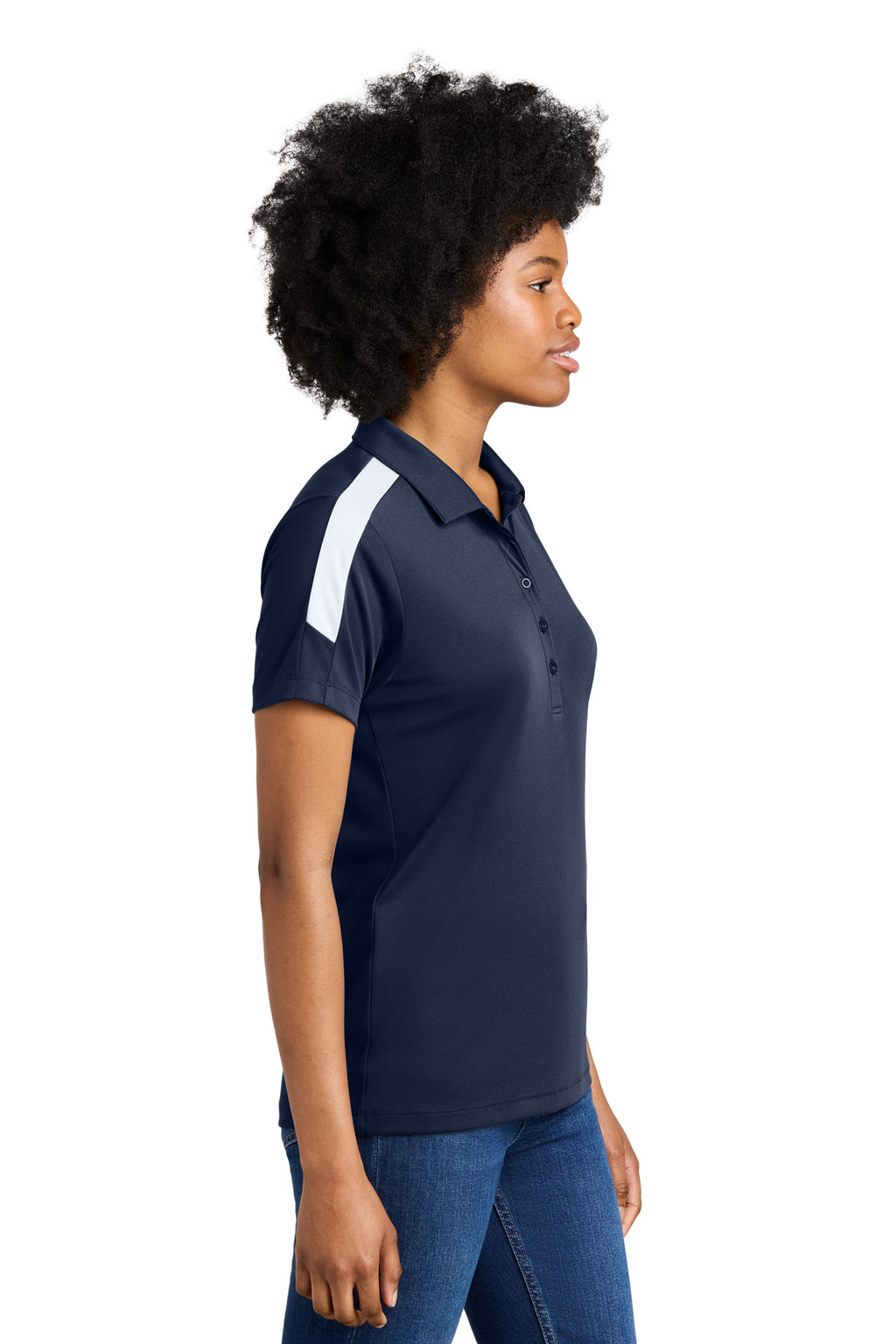 Sport-Tek Women's Competitor United Polo LST104 - True Navy/ White - side