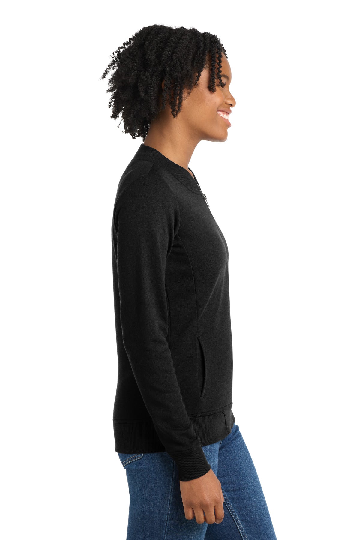 Sport-Tek Women's Lightweight French Terry Bomber LST274 - Black - side