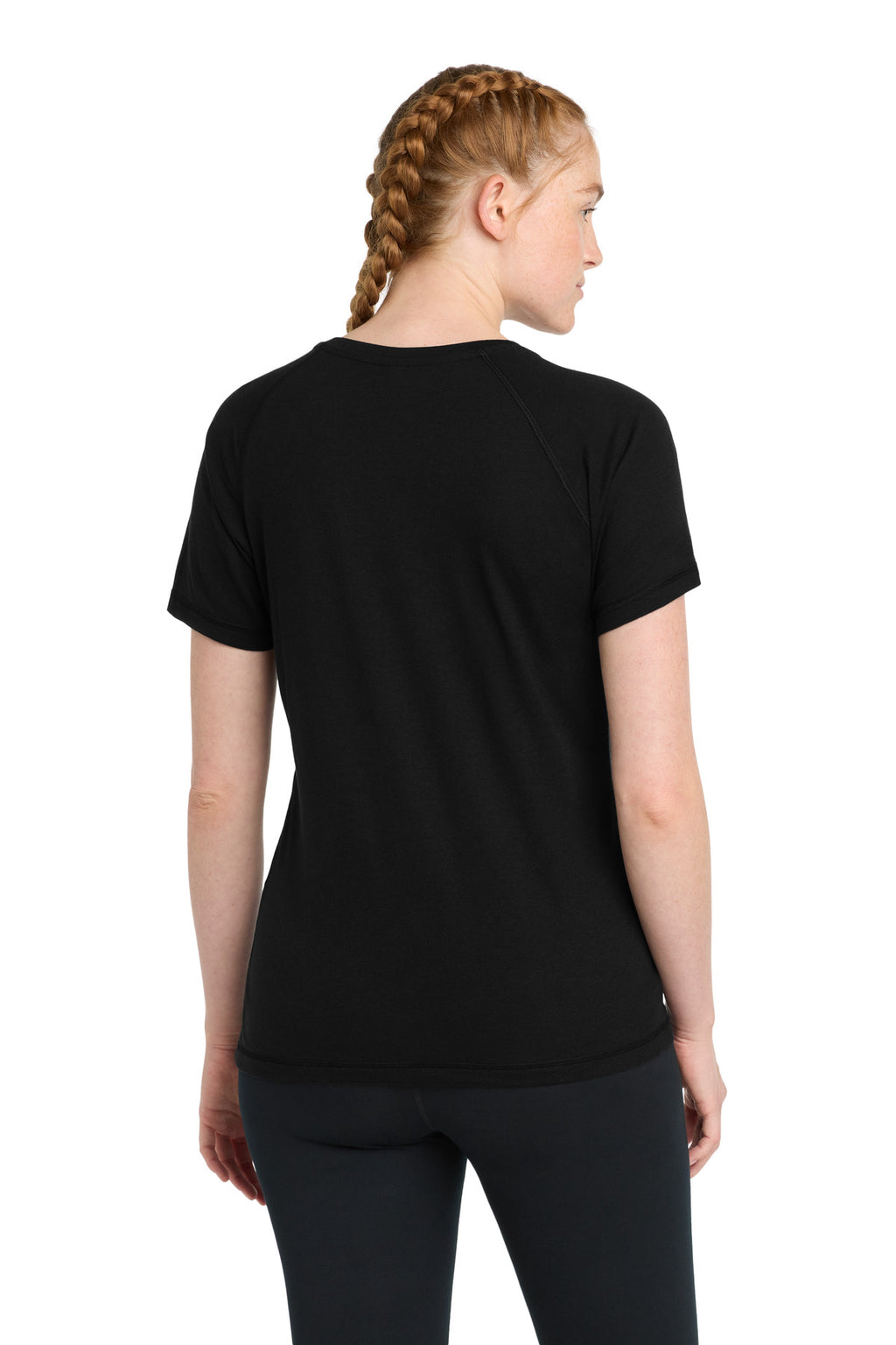 Sport-Tek Women's PosiCharge Tri-Blend Wicking Scoop Neck Raglan Tee. LST400 - Black Triad Solid - back