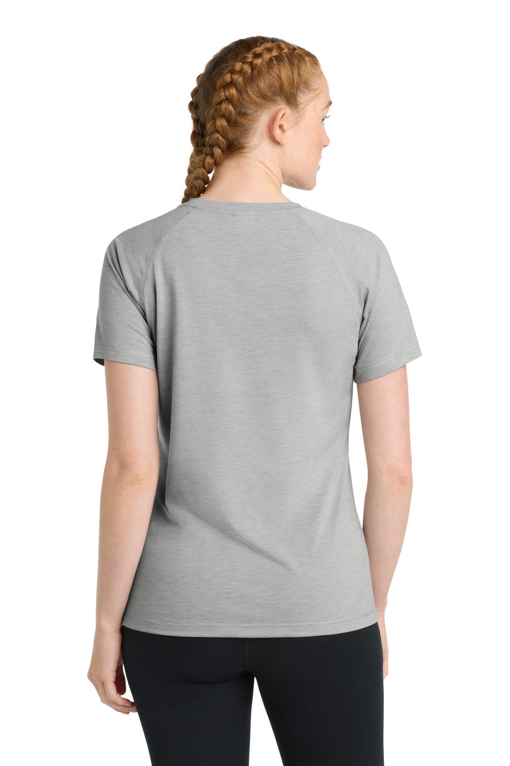 Sport-Tek Women's PosiCharge Tri-Blend Wicking Scoop Neck Raglan Tee. LST400 - Light Grey Heather - back