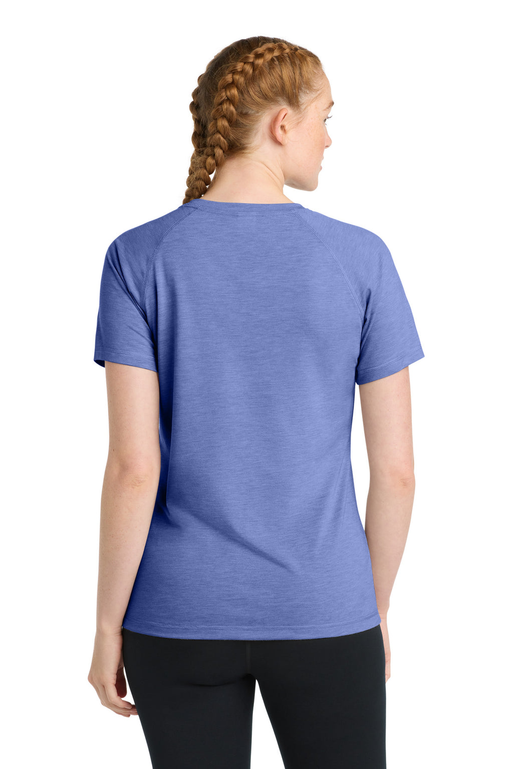 Sport-Tek Women's PosiCharge Tri-Blend Wicking Scoop Neck Raglan Tee. LST400 - True Royal Heather - back