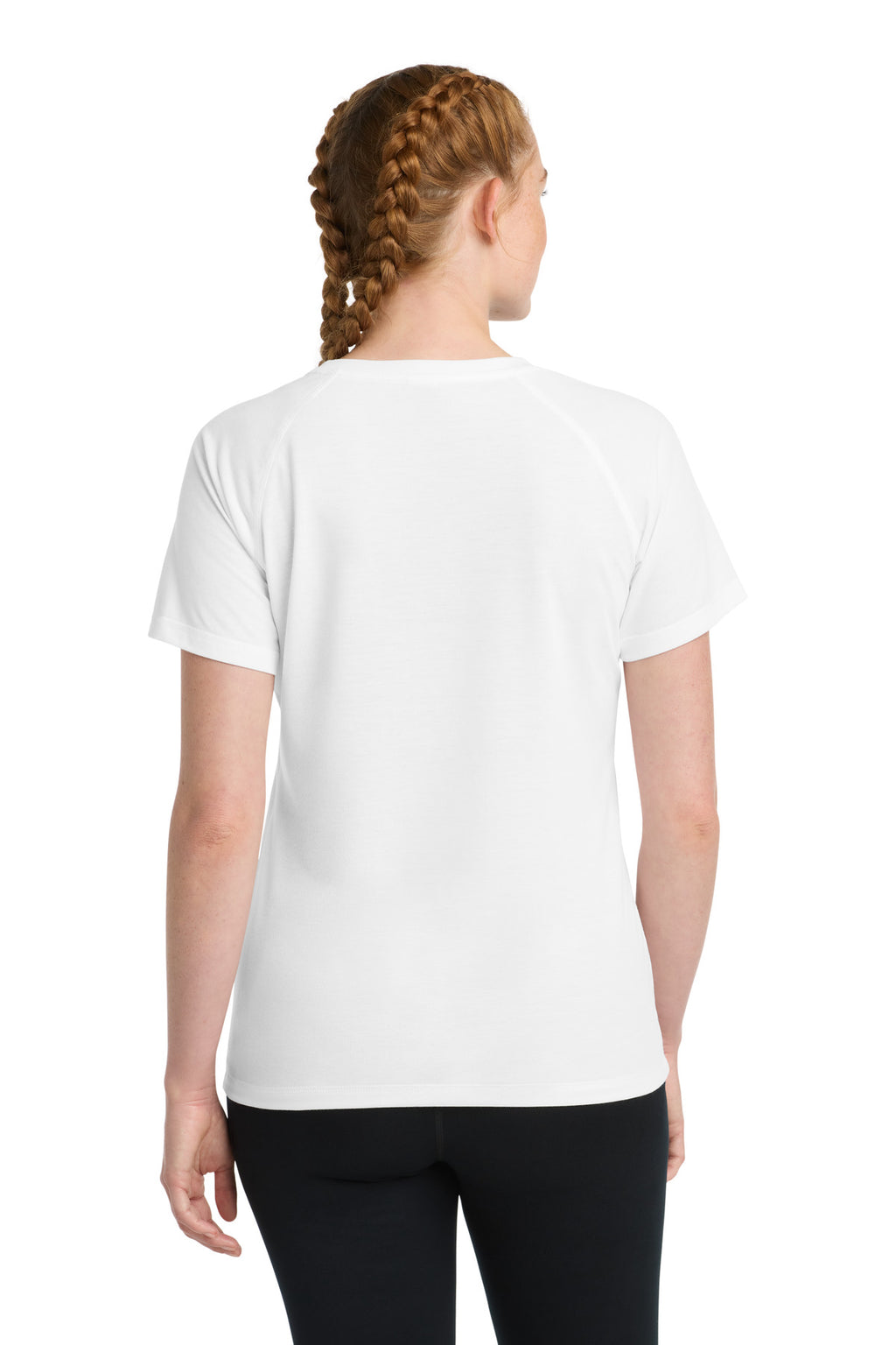 Sport-Tek Women's PosiCharge Tri-Blend Wicking Scoop Neck Raglan Tee. LST400 - White Triad Solid - back