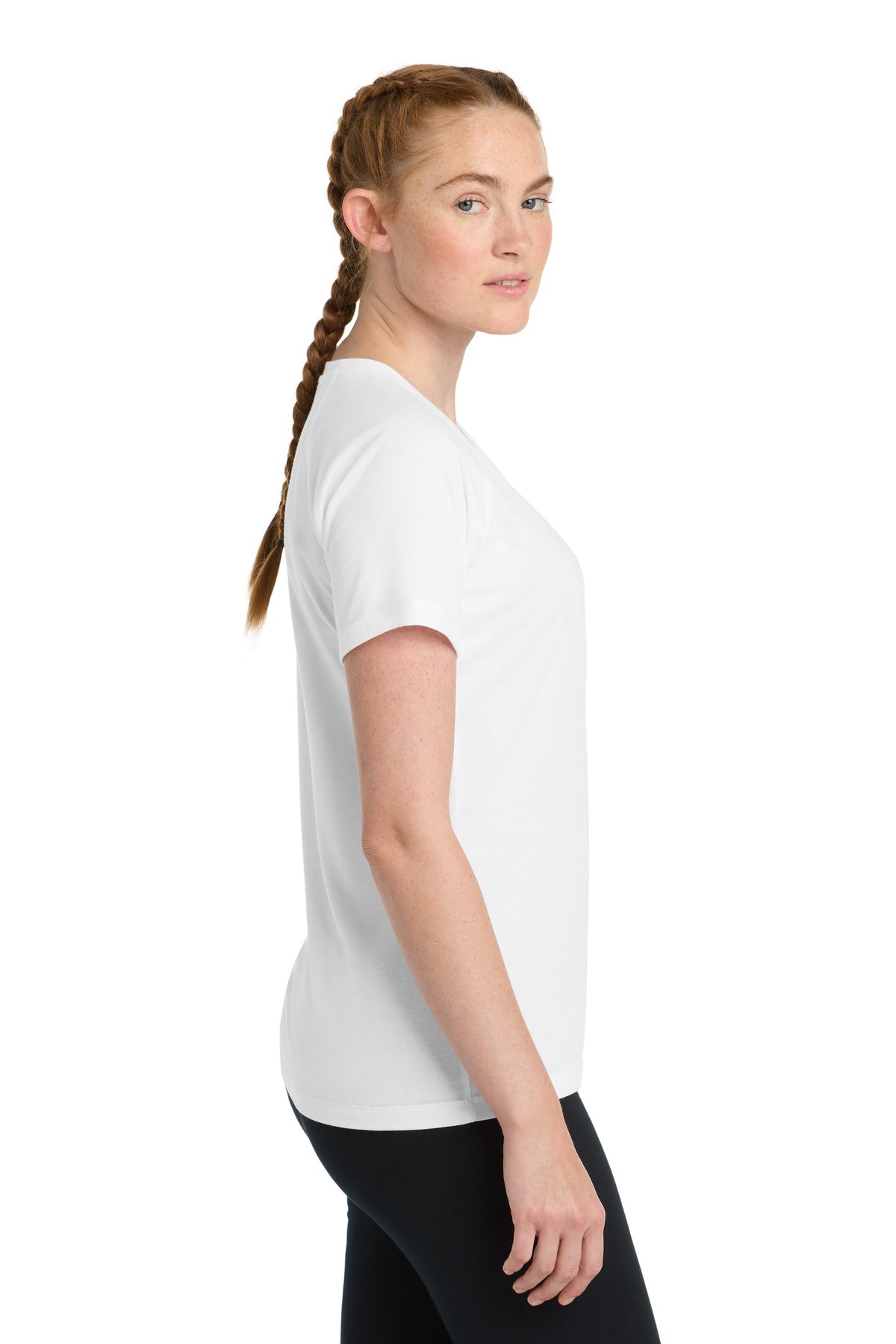 Sport-Tek Women's PosiCharge Tri-Blend Wicking Scoop Neck Raglan Tee. LST400 - White Triad Solid - side