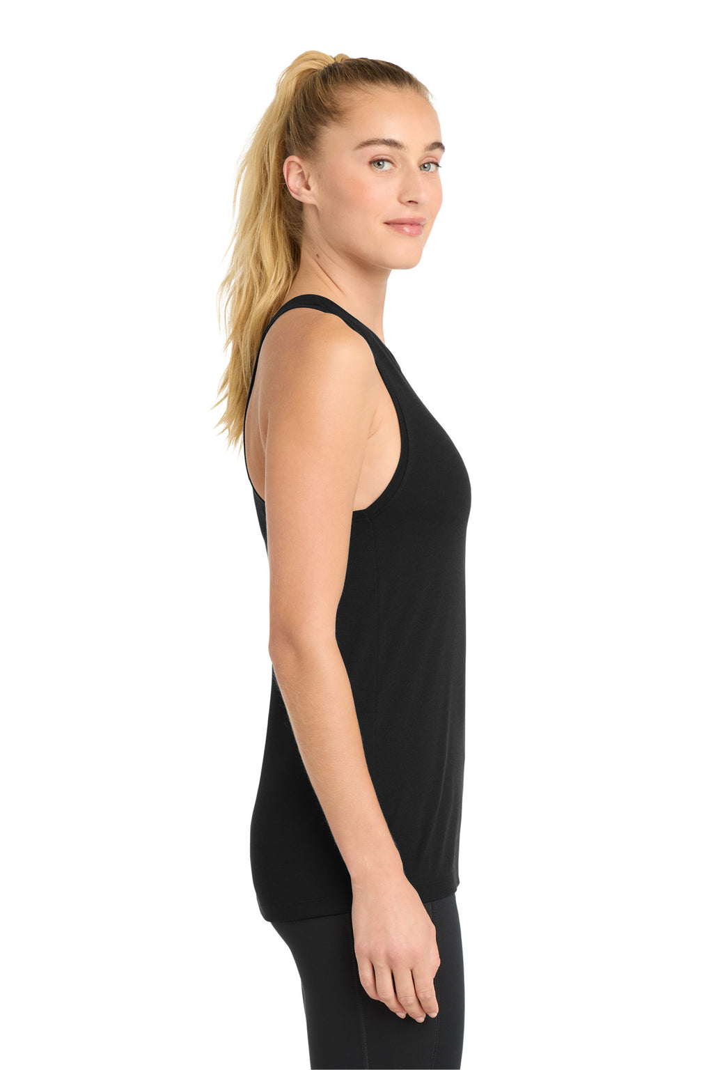 Sport-Tek Women's PosiCharge Tri-Blend Wicking Tank. LST402 - Black Triad Solid - side