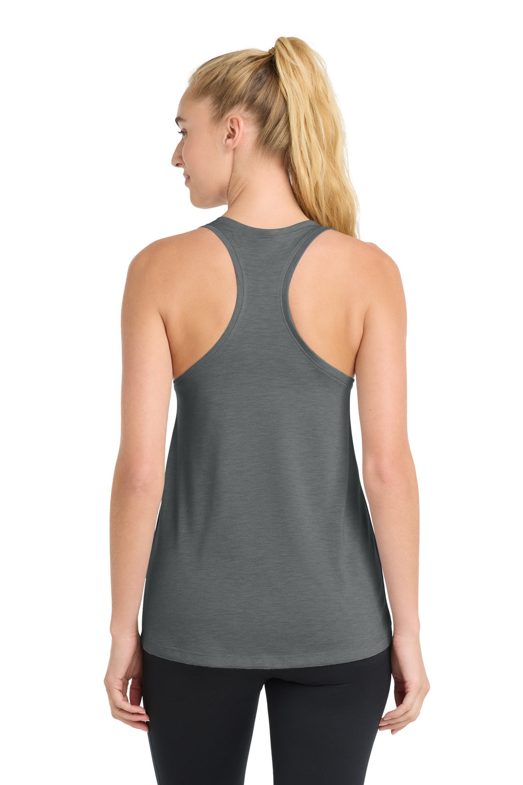 Sport-Tek Women's PosiCharge Tri-Blend Wicking Tank. LST402 - Dark Grey Heather - back