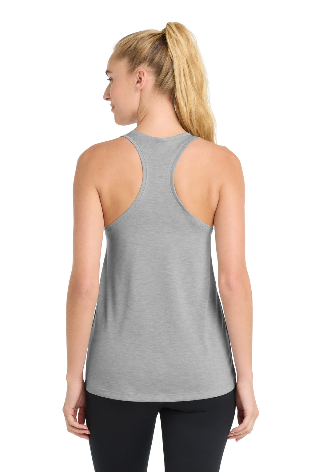 Sport-Tek Women's PosiCharge Tri-Blend Wicking Tank. LST402 - Light Grey Heather - back