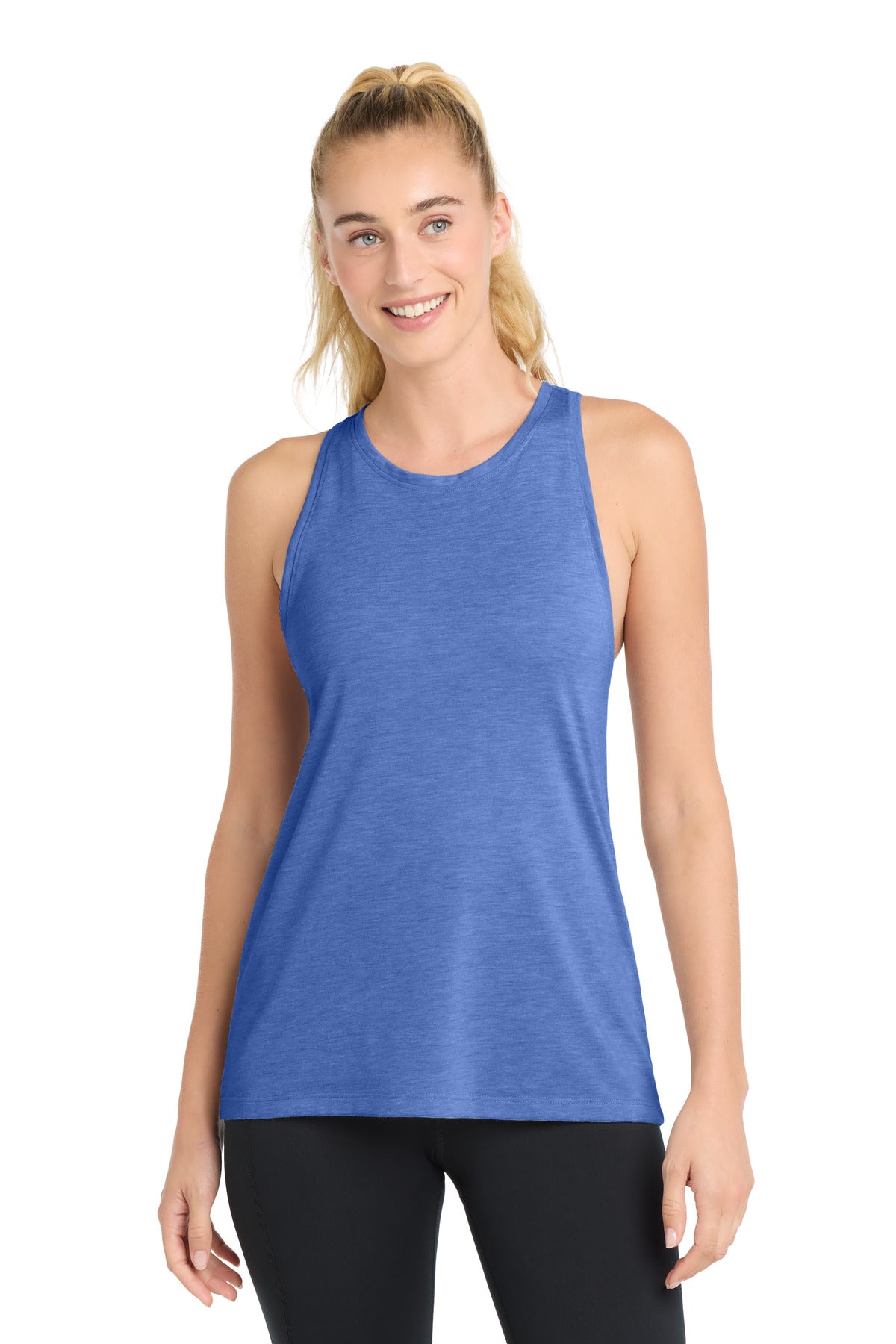 Sport-Tek Women's PosiCharge Tri-Blend Wicking Tank. LST402 - True Royal Heather - front