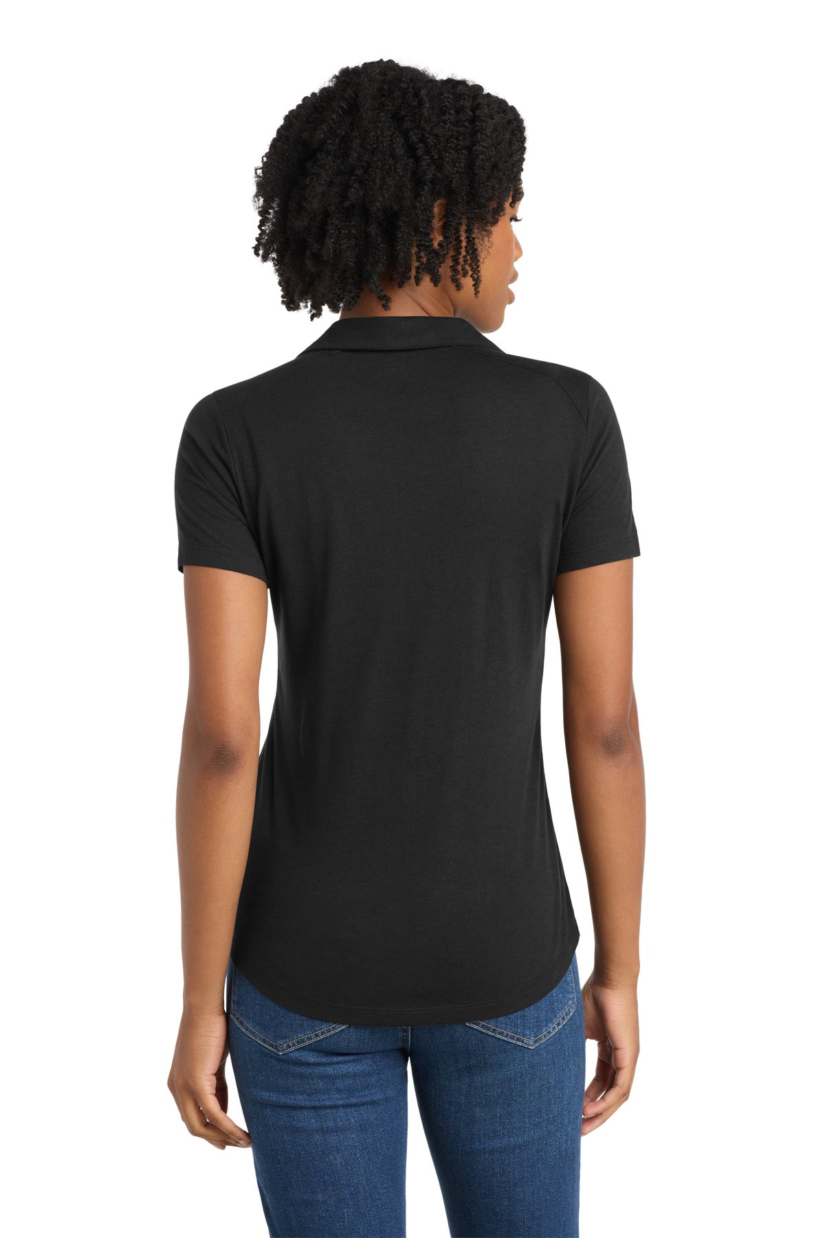 Sport-Tek Women's PosiCharge Tri-Blend Wicking Polo. LST405 - Black Triad Solid - back