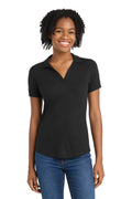 Sport-Tek Women's PosiCharge Tri-Blend Wicking Polo. LST405 - Black Triad Solid - front