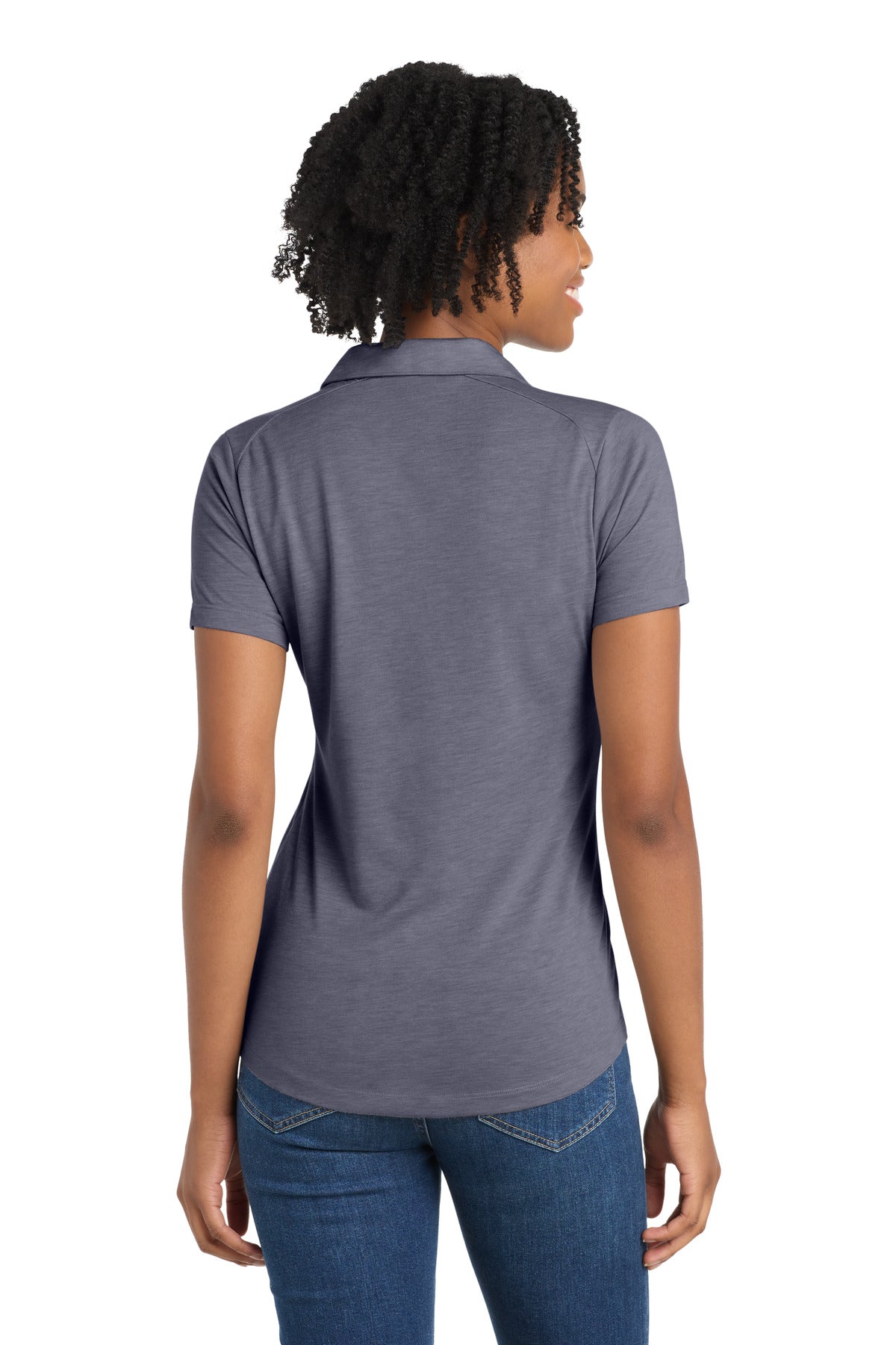 Sport-Tek Women's PosiCharge Tri-Blend Wicking Polo. LST405 - True Navy Heather - back