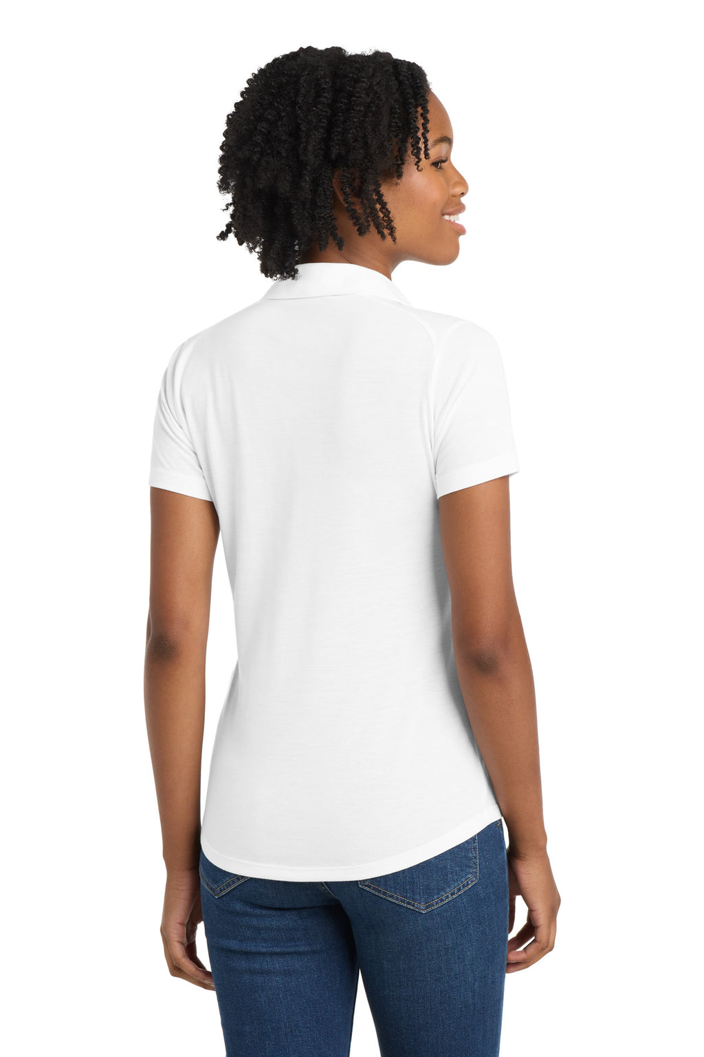 Sport-Tek Women's PosiCharge Tri-Blend Wicking Polo. LST405 - White Triad Solid - back