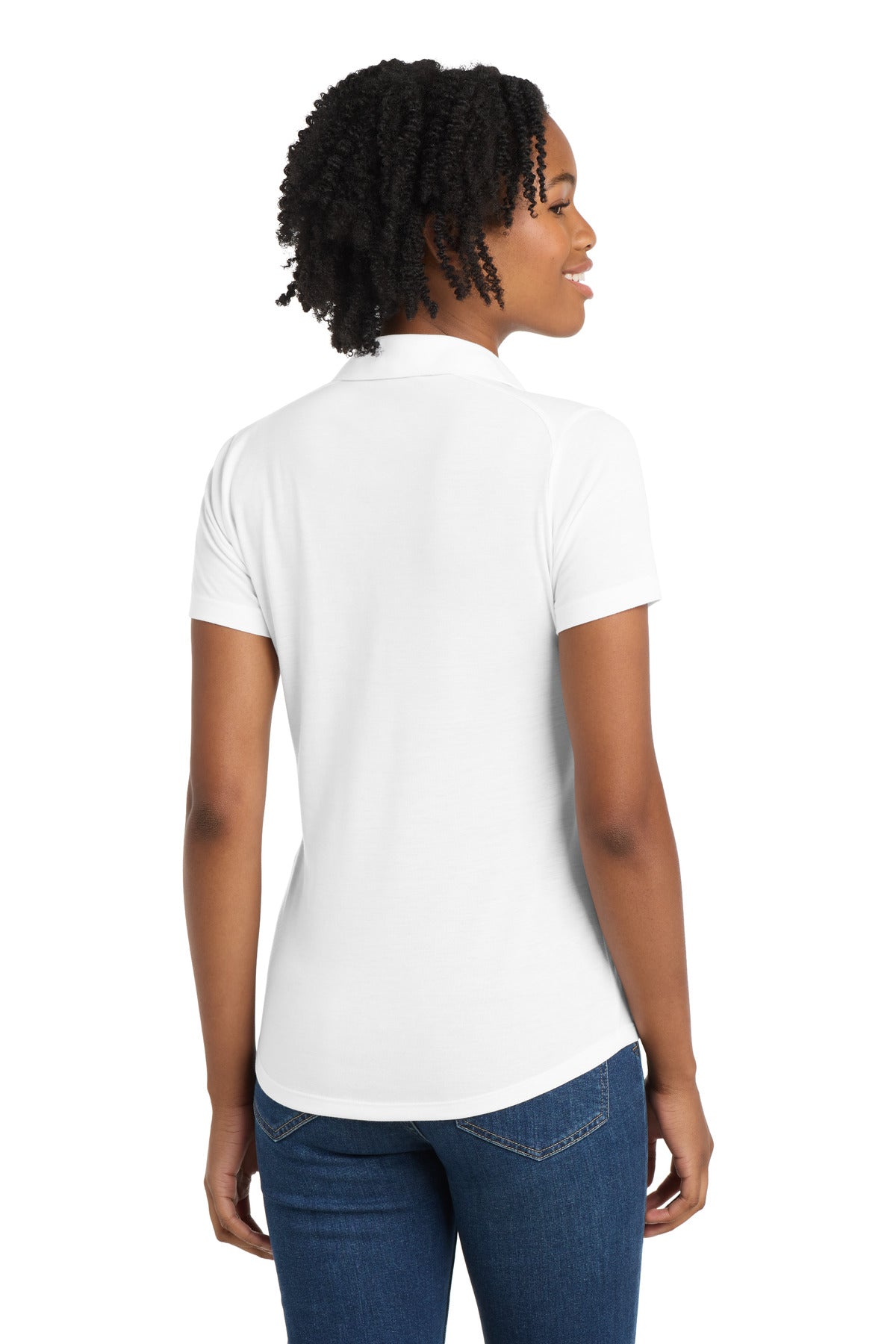 Sport-Tek Women's PosiCharge Tri-Blend Wicking Polo. LST405 - White Triad Solid - back