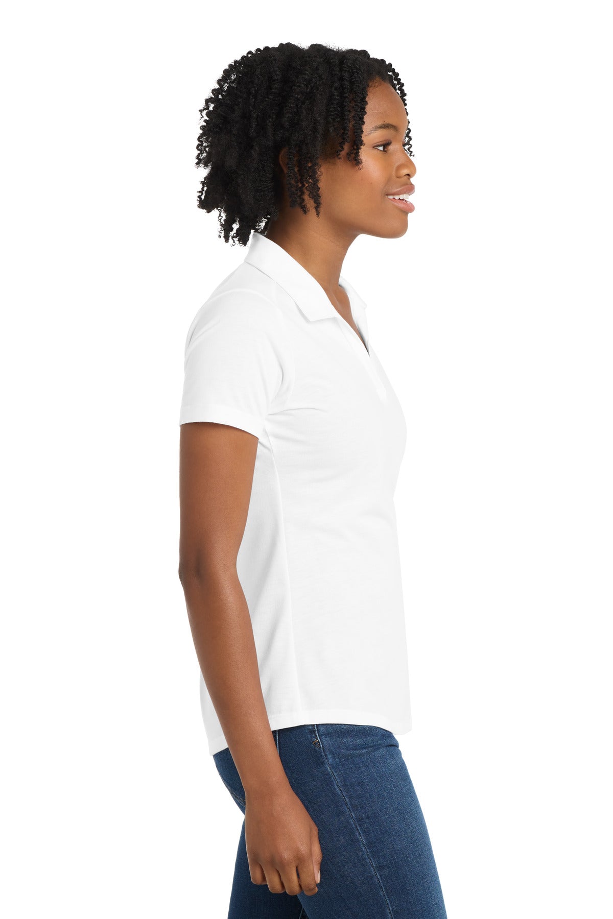 Sport-Tek Women's PosiCharge Tri-Blend Wicking Polo. LST405 - White Triad Solid - side