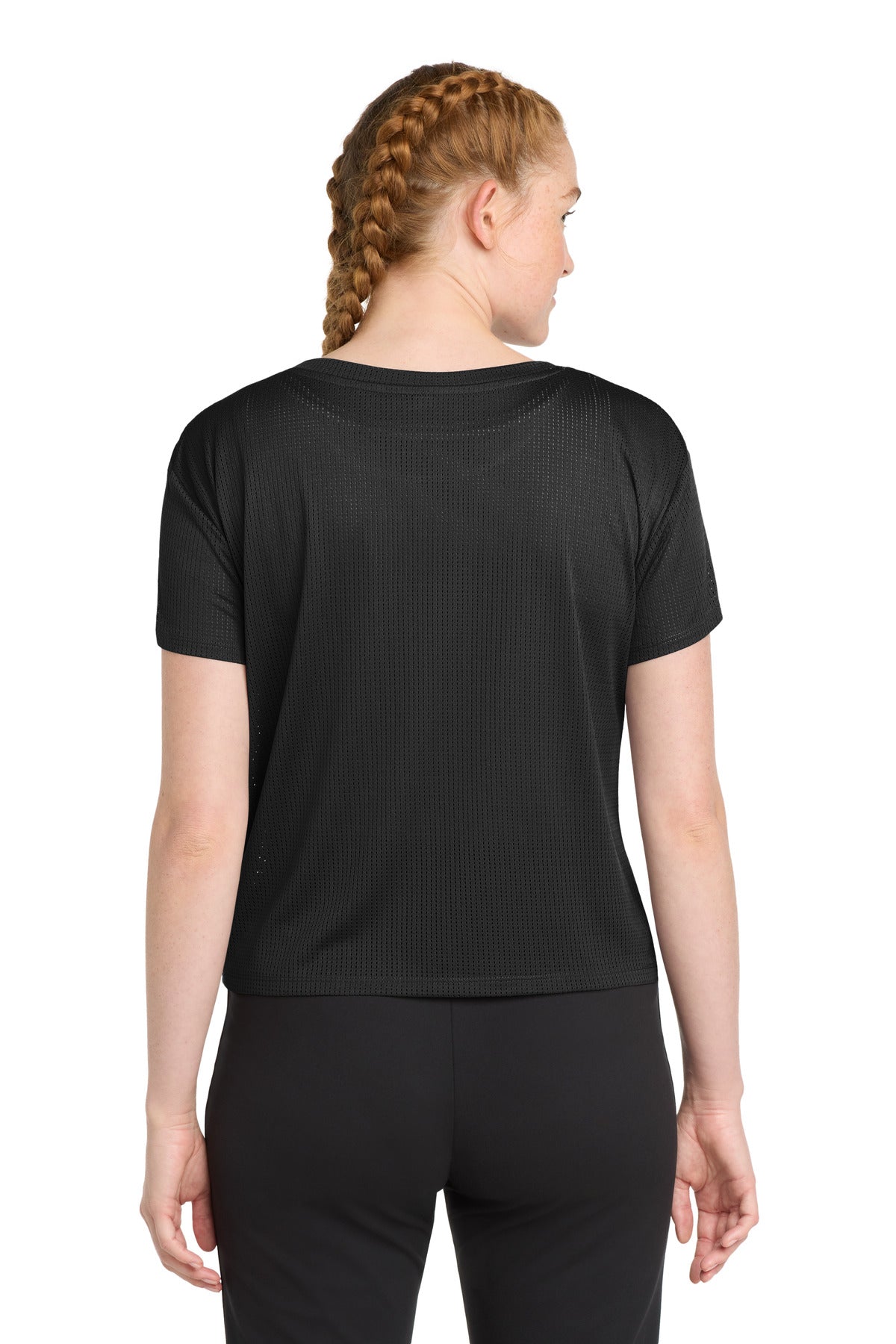 Sport-Tek Women's PosiCharge Draft Crop Tee. LST411 - Black - back
