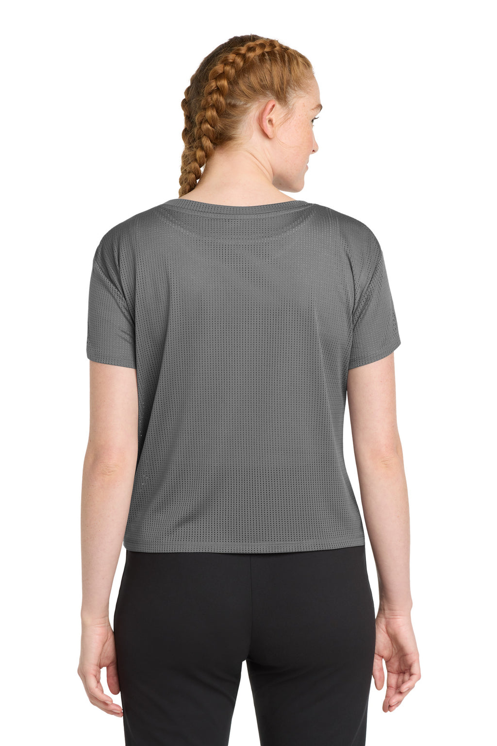 Sport-Tek Women's PosiCharge Draft Crop Tee. LST411 - Dark Grey - back