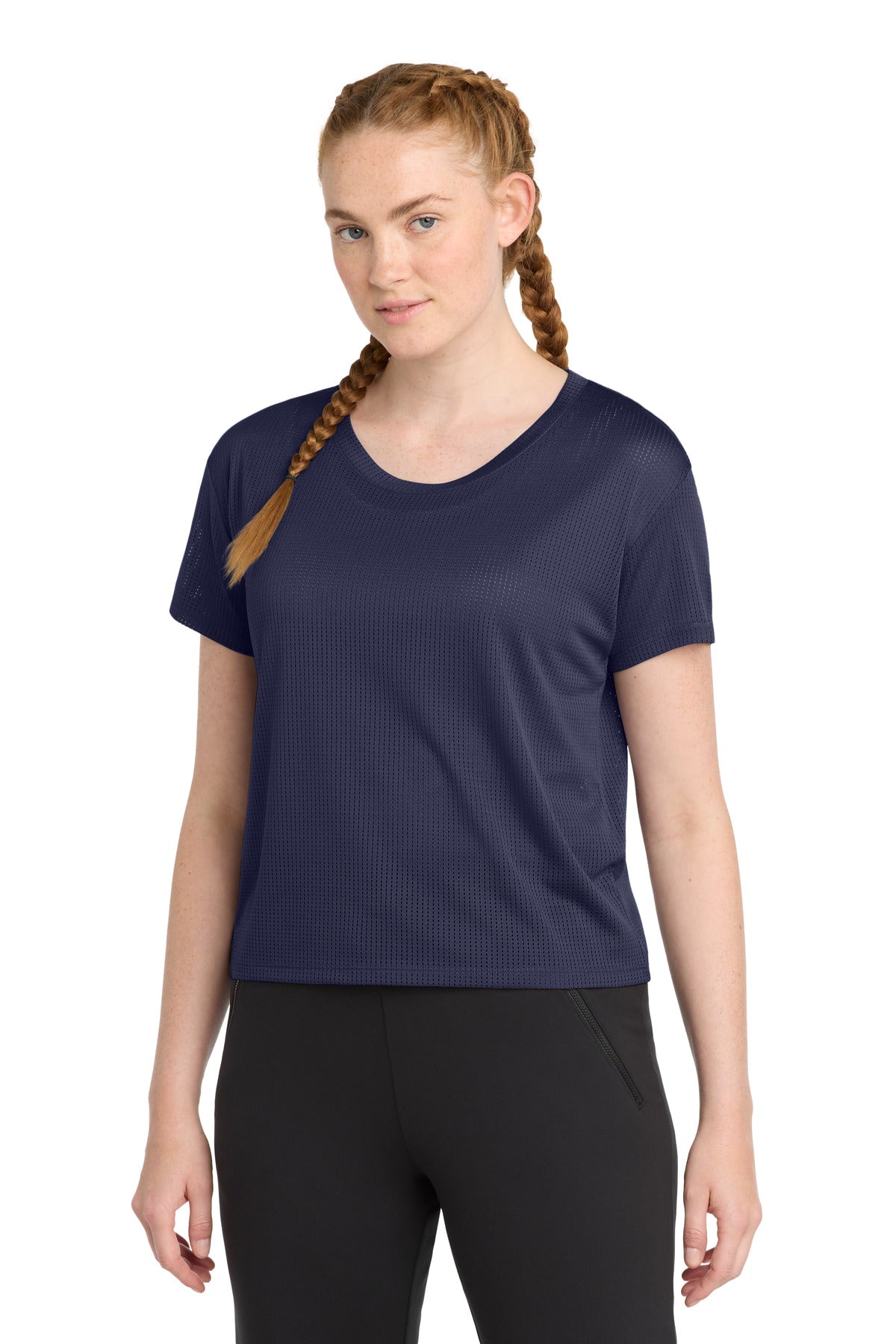 Sport-Tek Women's PosiCharge Draft Crop Tee. LST411 - True Navy - front
