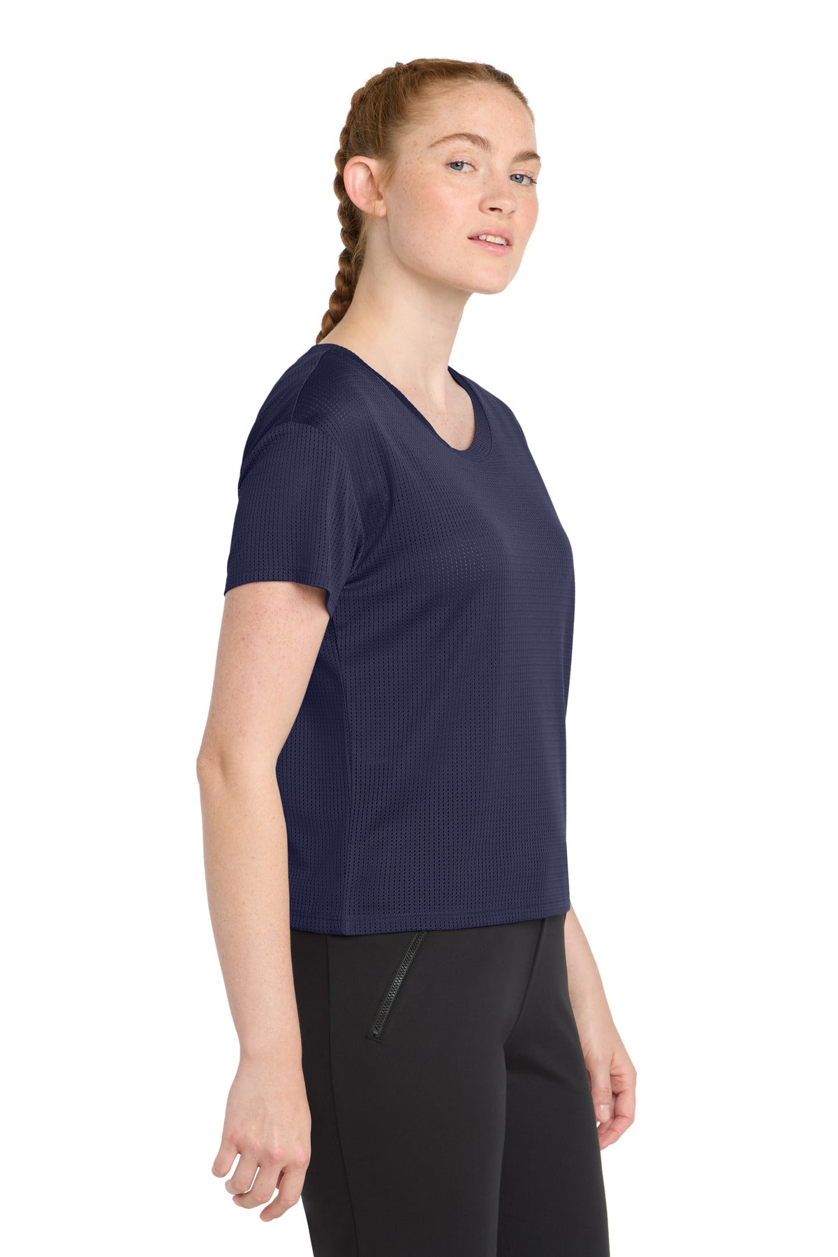 Sport-Tek Women's PosiCharge Draft Crop Tee. LST411 - True Navy - side
