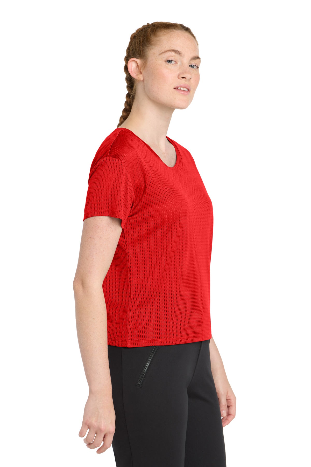 Sport-Tek Women's PosiCharge Draft Crop Tee. LST411 - True Red - side