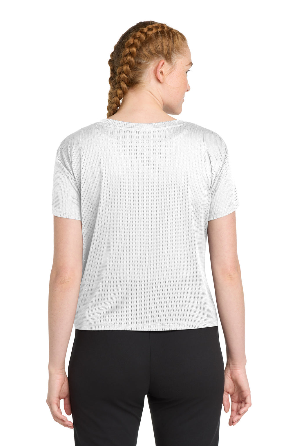 Sport-Tek Women's PosiCharge Draft Crop Tee. LST411 - White - back
