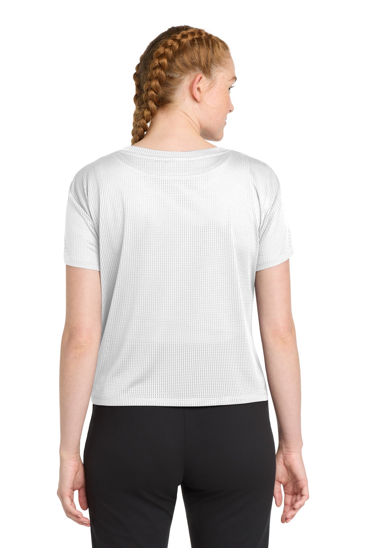 Sport-Tek Women's PosiCharge Draft Crop Tee. LST411 - White - back
