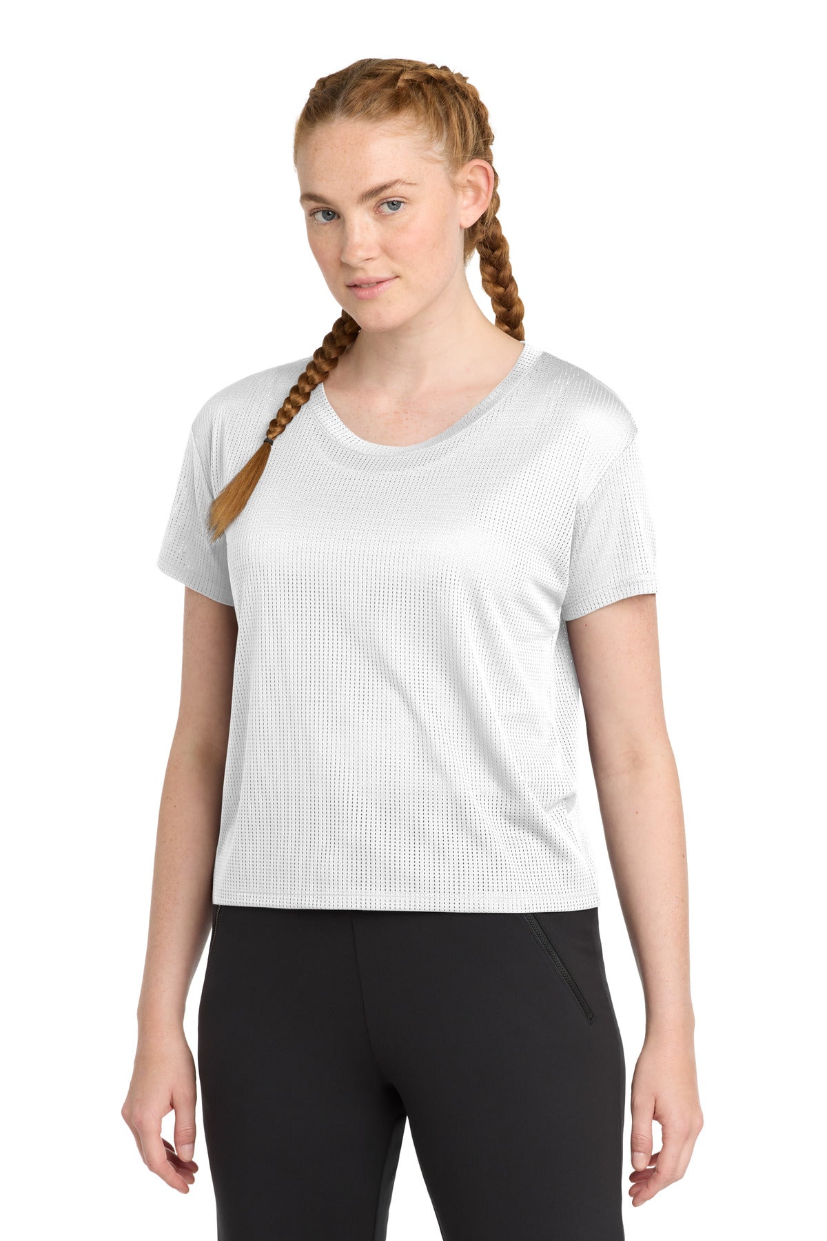 Sport-Tek Women's PosiCharge Draft Crop Tee. LST411 - White - front