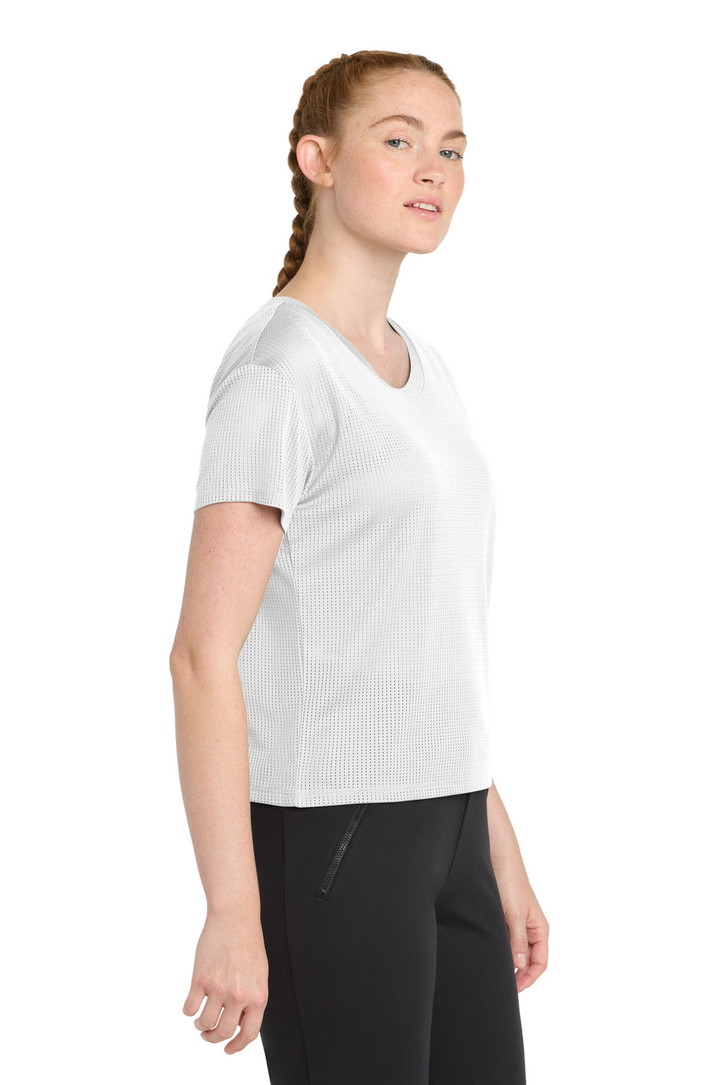 Sport-Tek Women's PosiCharge Draft Crop Tee. LST411 - White - side