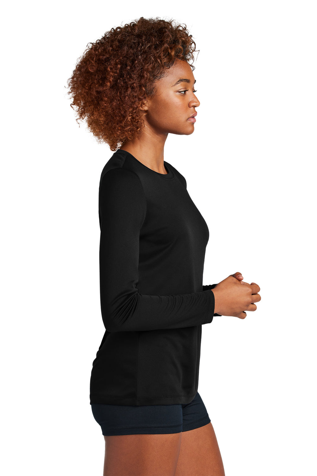 Sport-Tek Women's Posi-UV Pro Long Sleeve LST420LS - Black - side