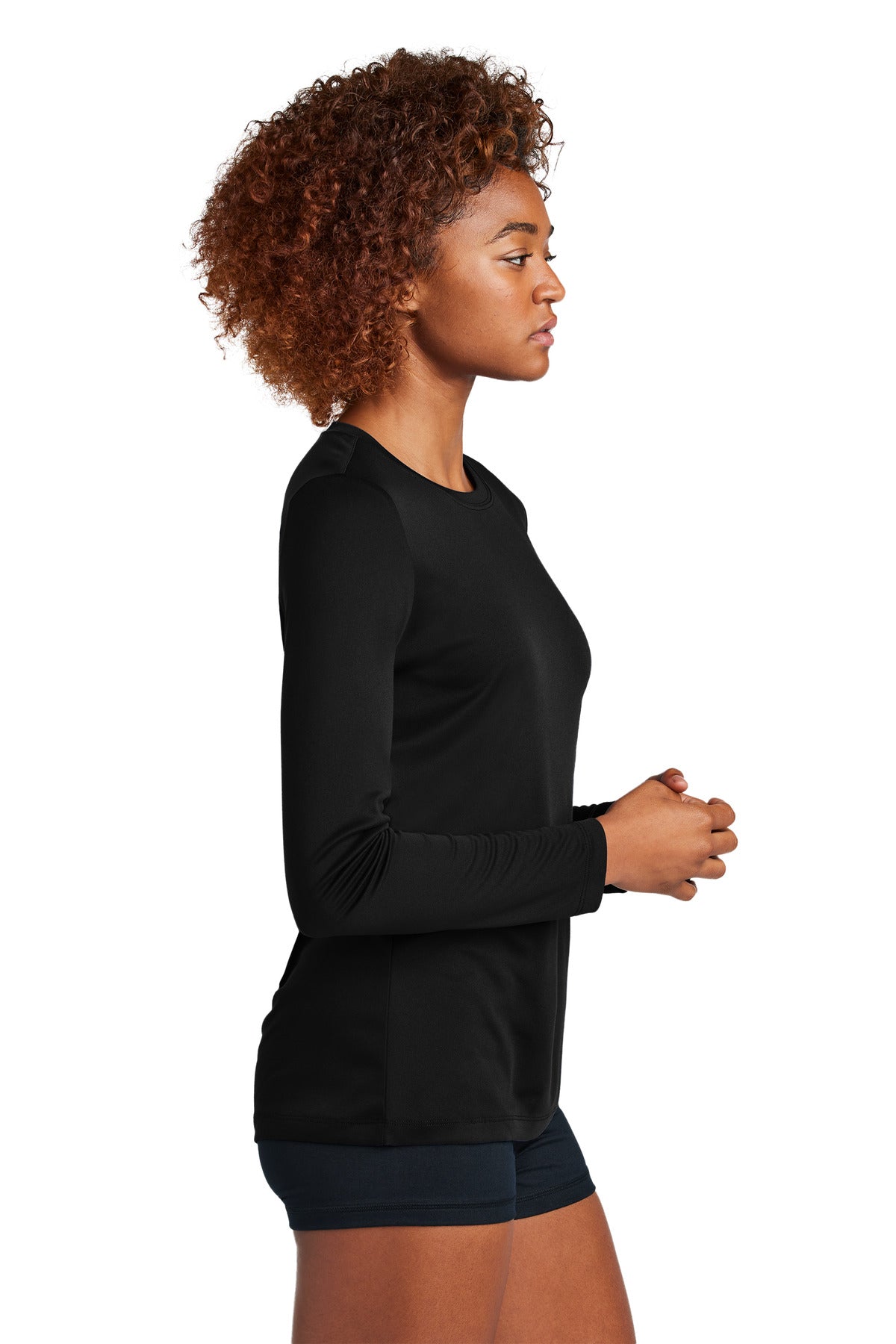Sport-Tek Women's Posi-UV Pro Long Sleeve LST420LS - Black - side