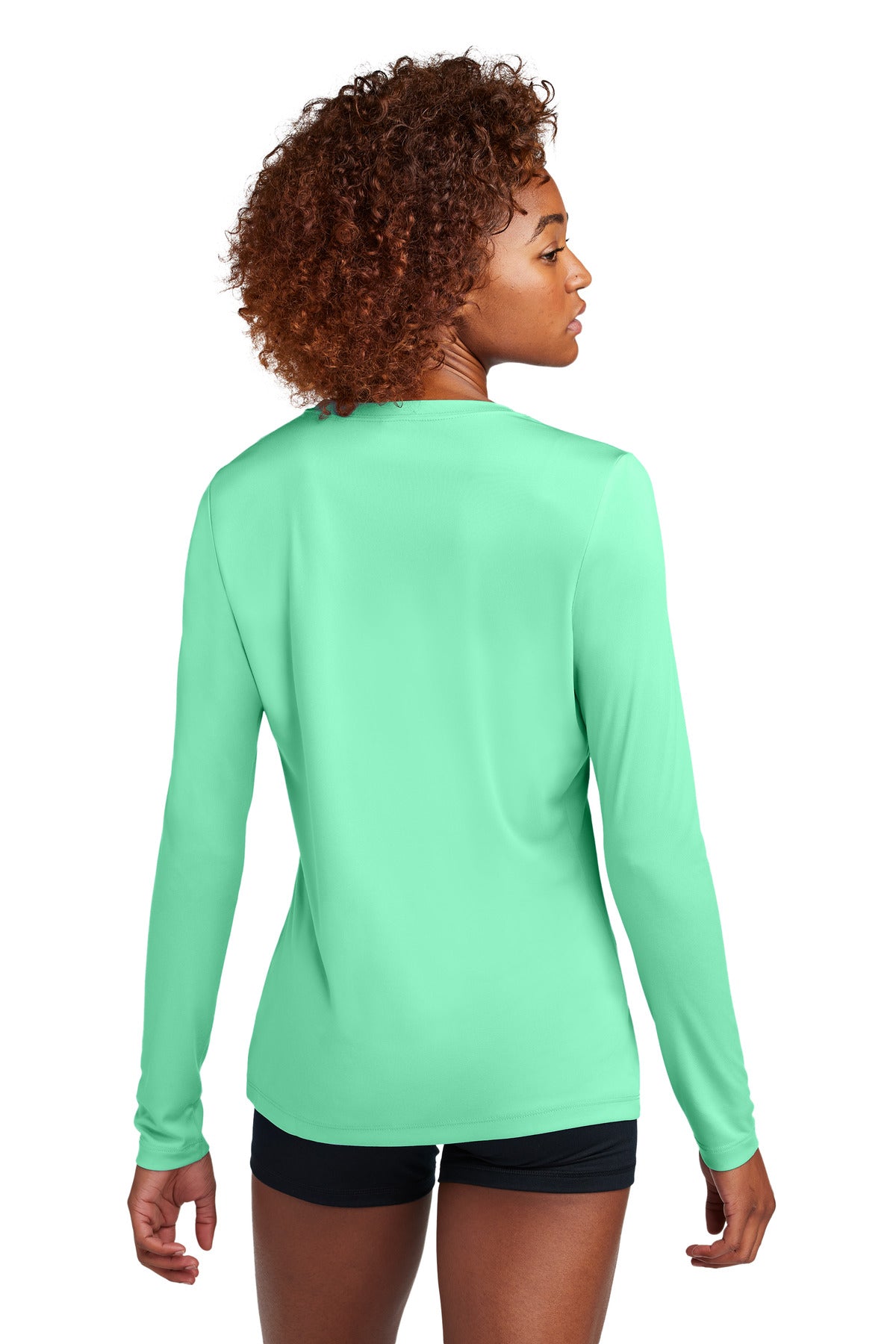 Sport-Tek Women's Posi-UV Pro Long Sleeve LST420LS - Bright Seafoam - back