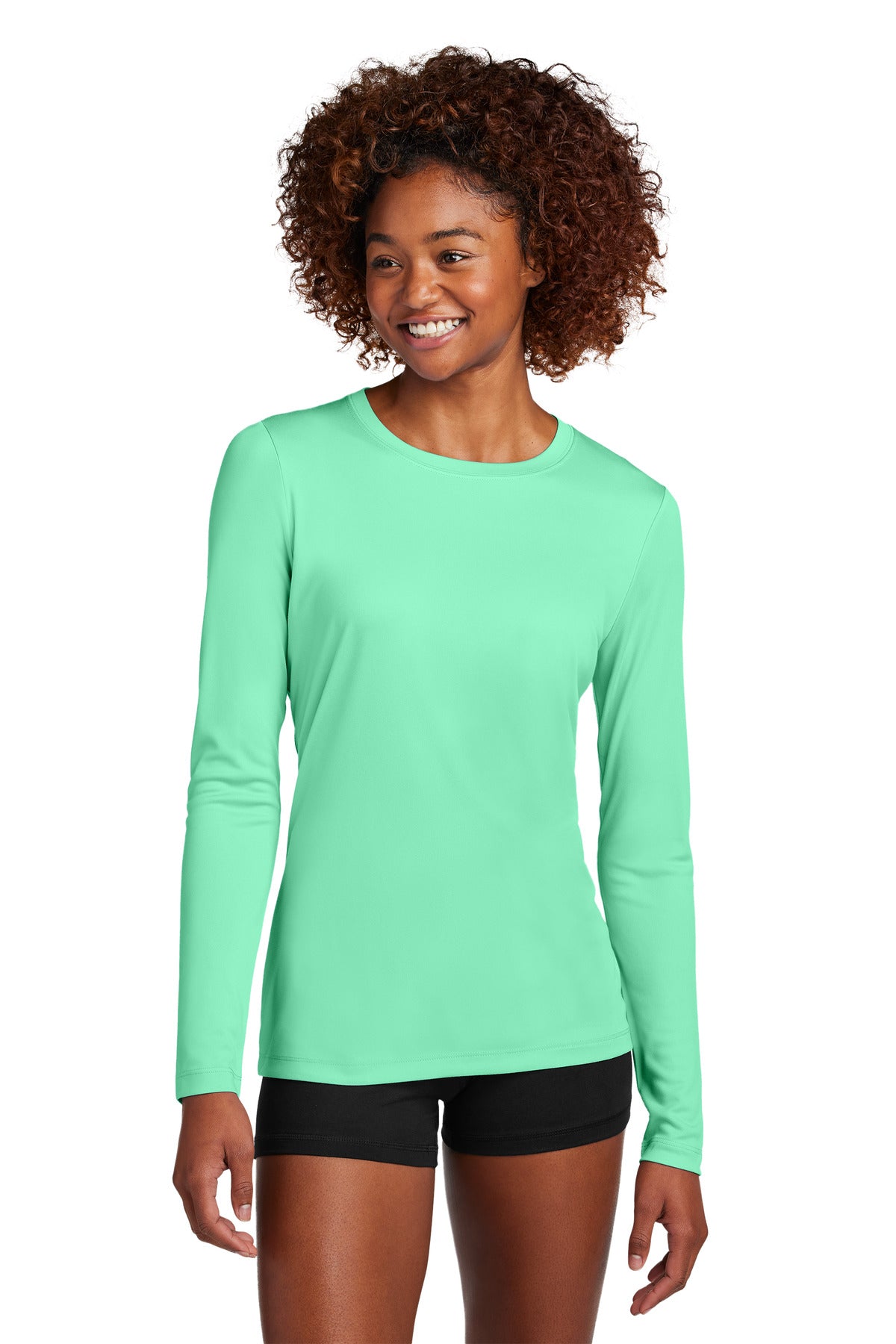 Sport-Tek Women's Posi-UV Pro Long Sleeve LST420LS - Bright Seafoam - front